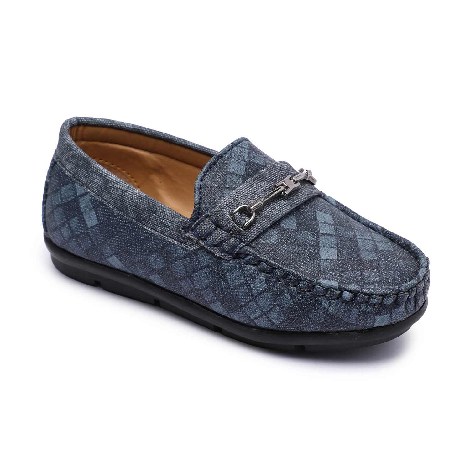 Blue Patterned Slip-Ons For Boys