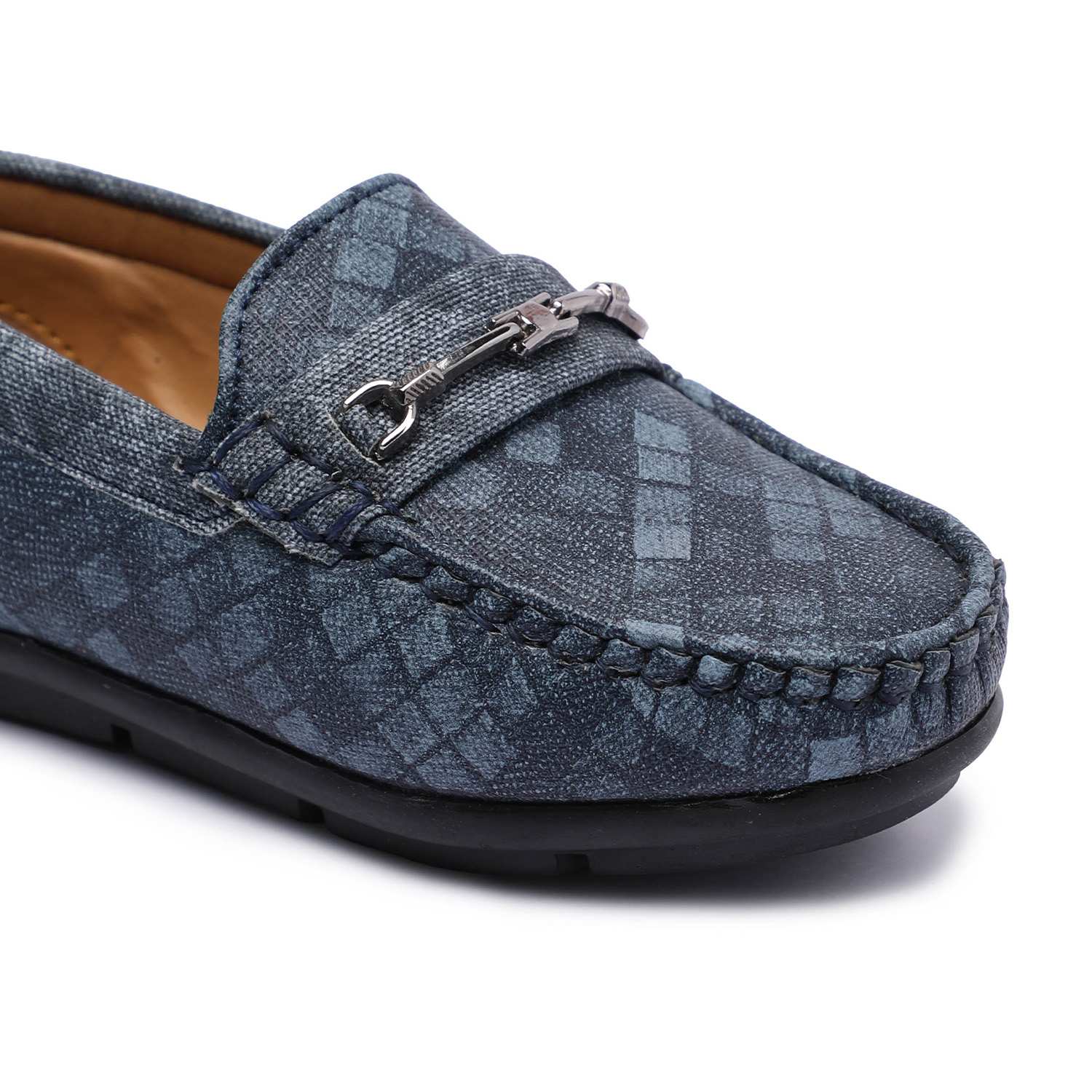Blue Patterned Slip-Ons For Boys
