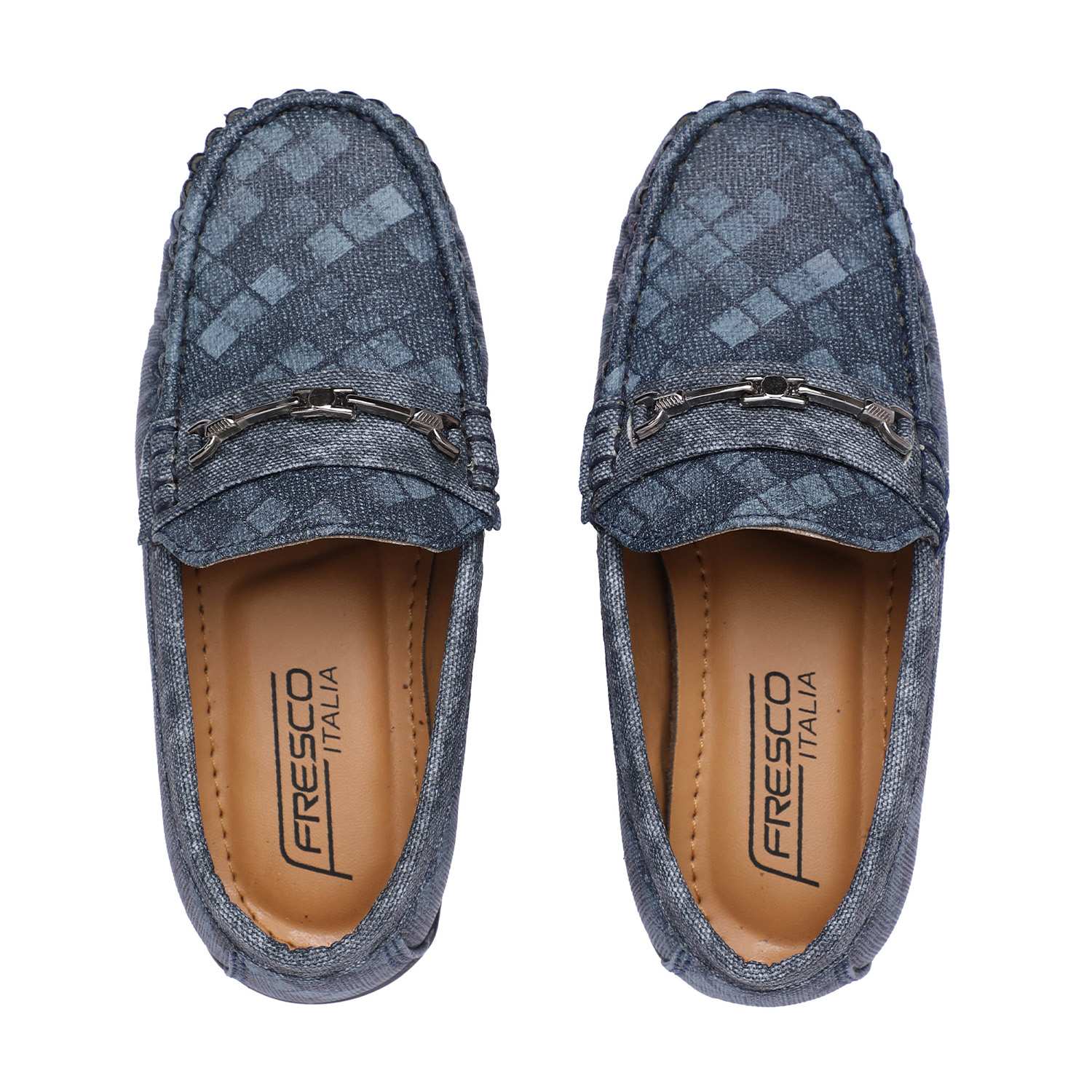 Blue Patterned Slip-Ons For Boys