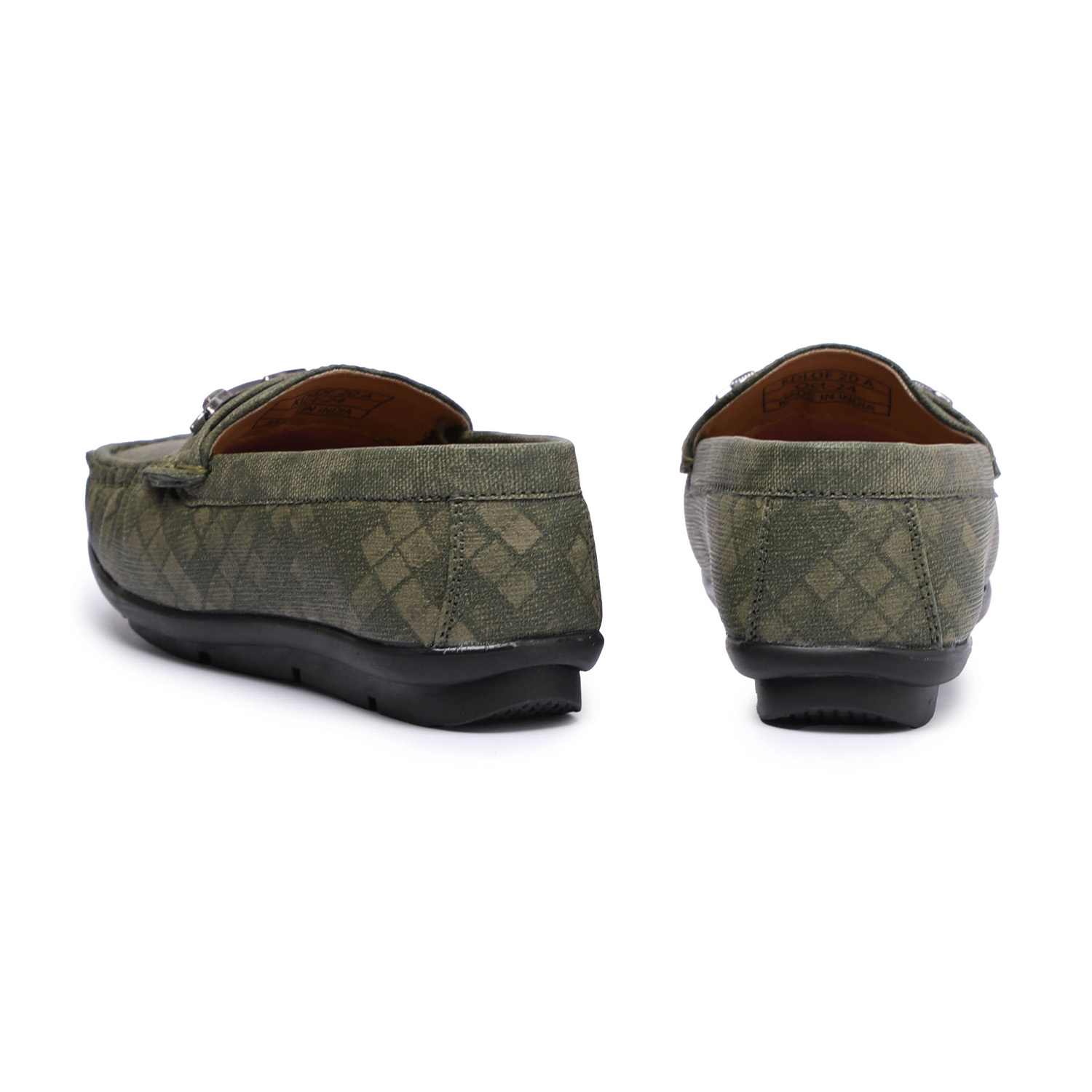 Olive Coloured Patterned Slip-Ons For Boys