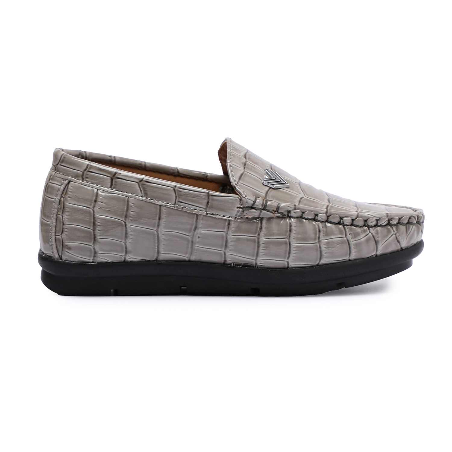 Beige Patterned Slip-Ons For Boys