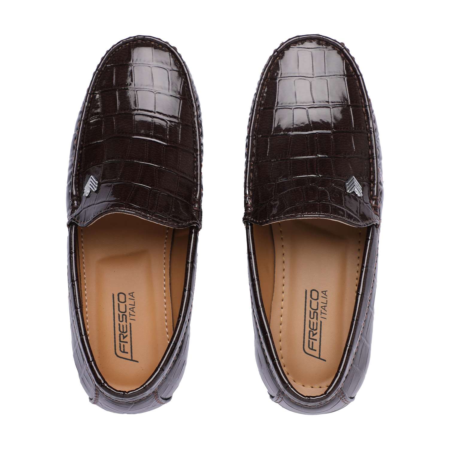 Brown Patterned Slip-Ons For Boys