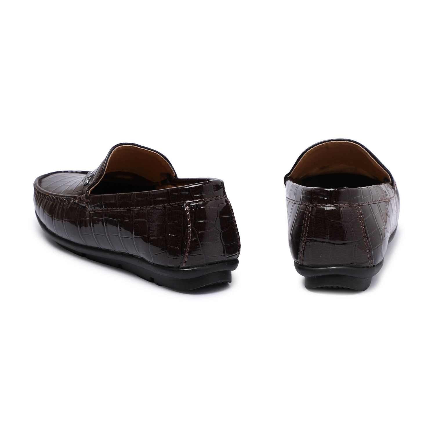 Brown Patterned Slip-Ons For Boys