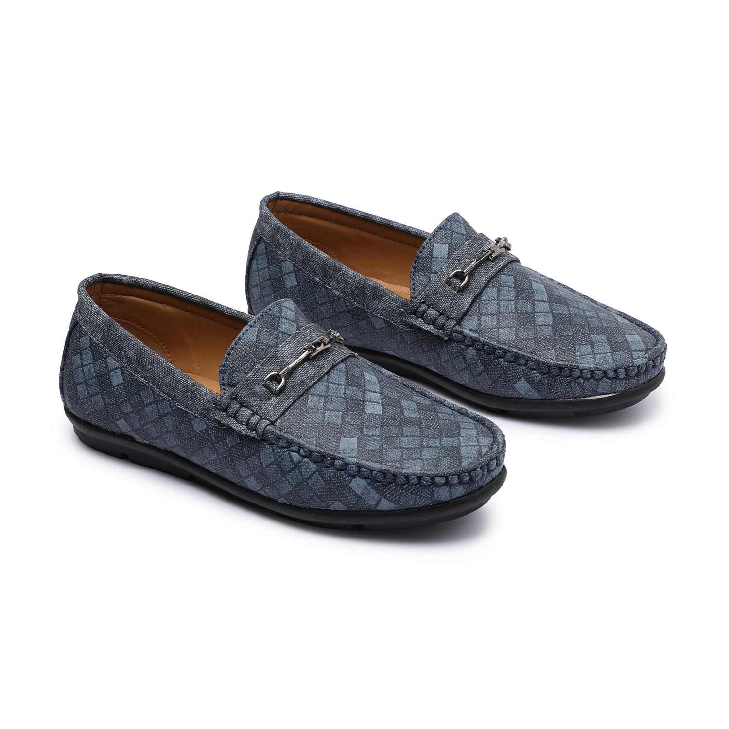 Blue Patterned Slip-Ons For Boys