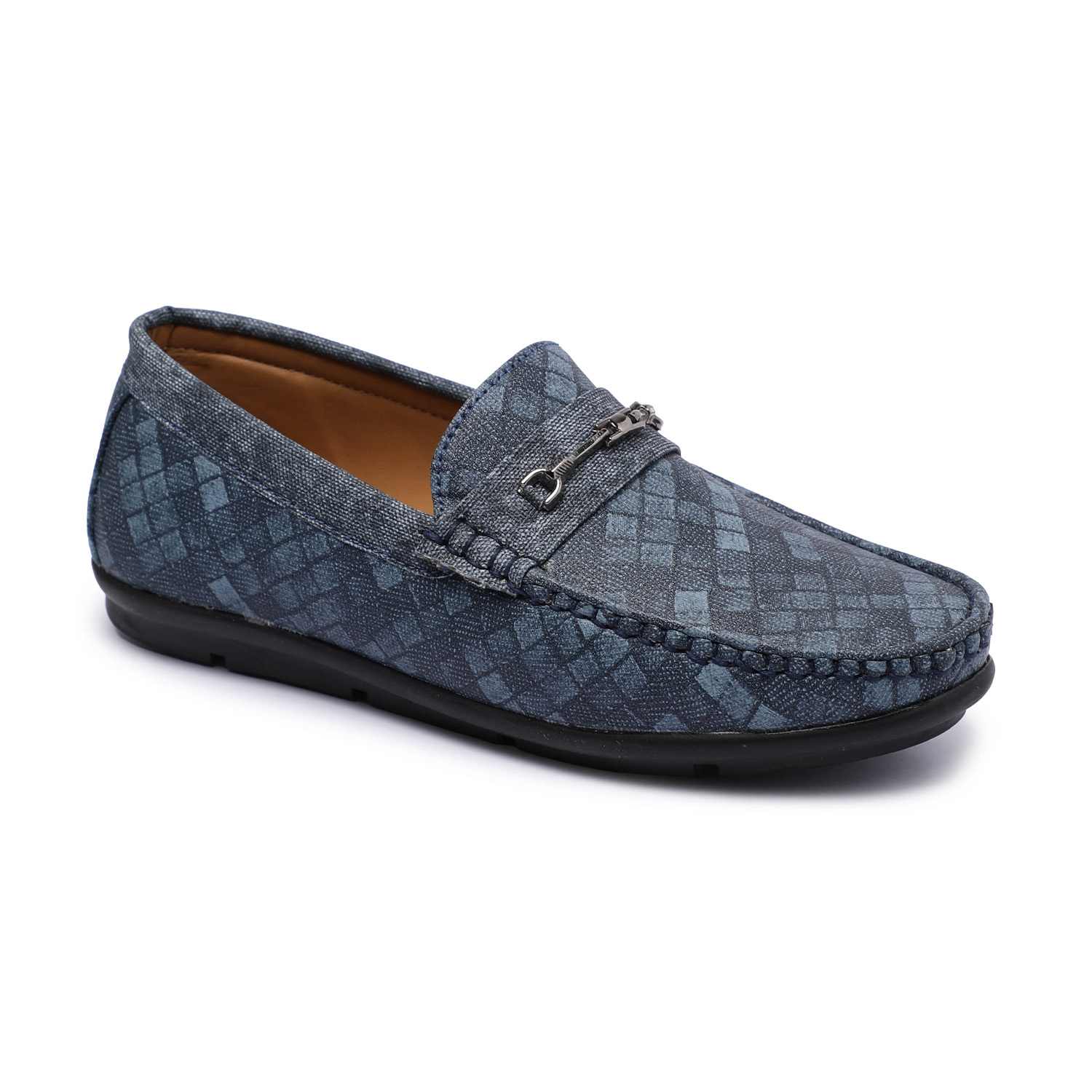 Blue Patterned Slip-Ons For Boys