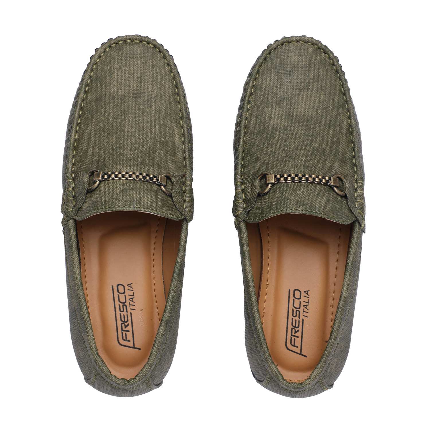 Olive Green Slip-ons with Metal Detailing For Boys