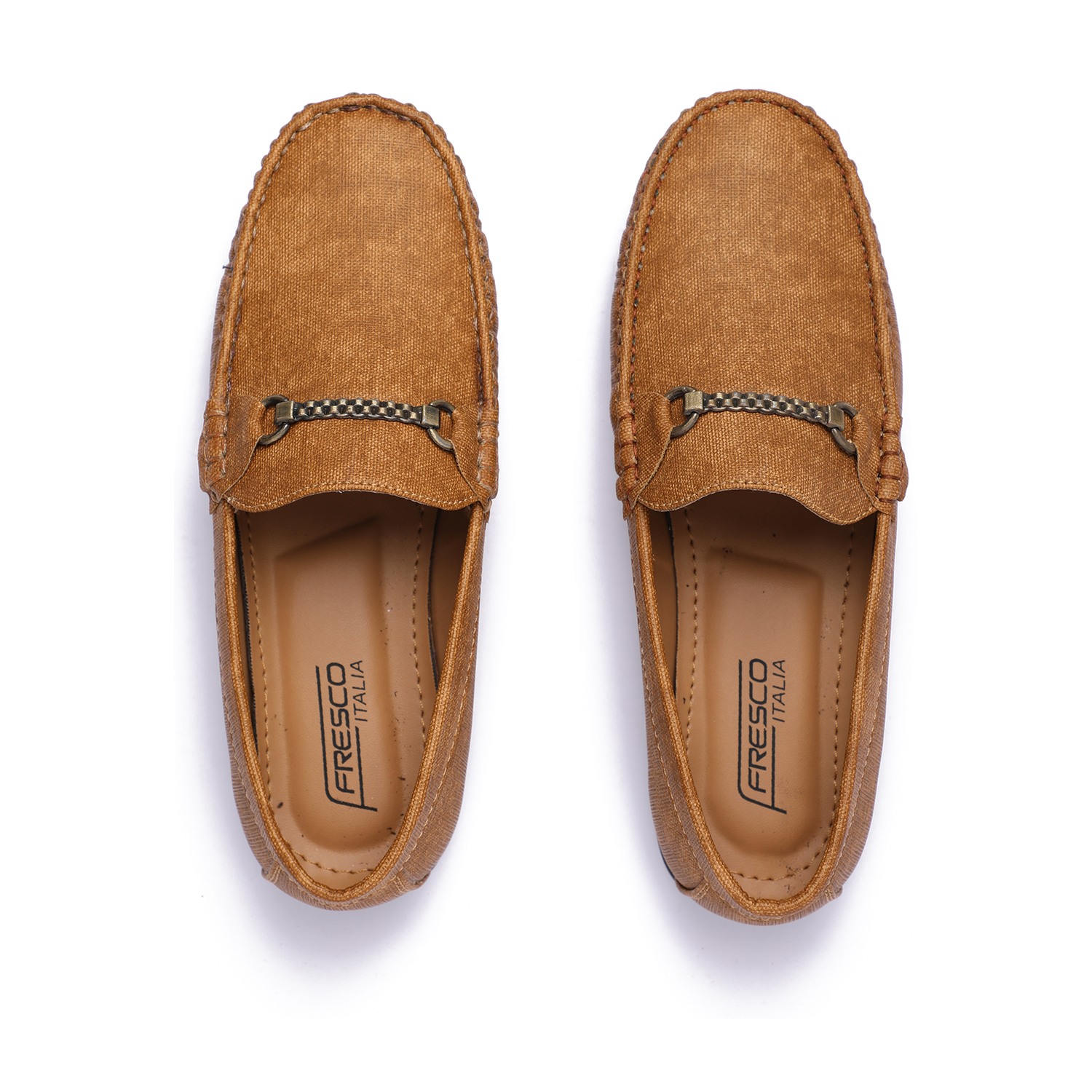 Tan Coloured Slip-ons with Metal Detailing For Boys