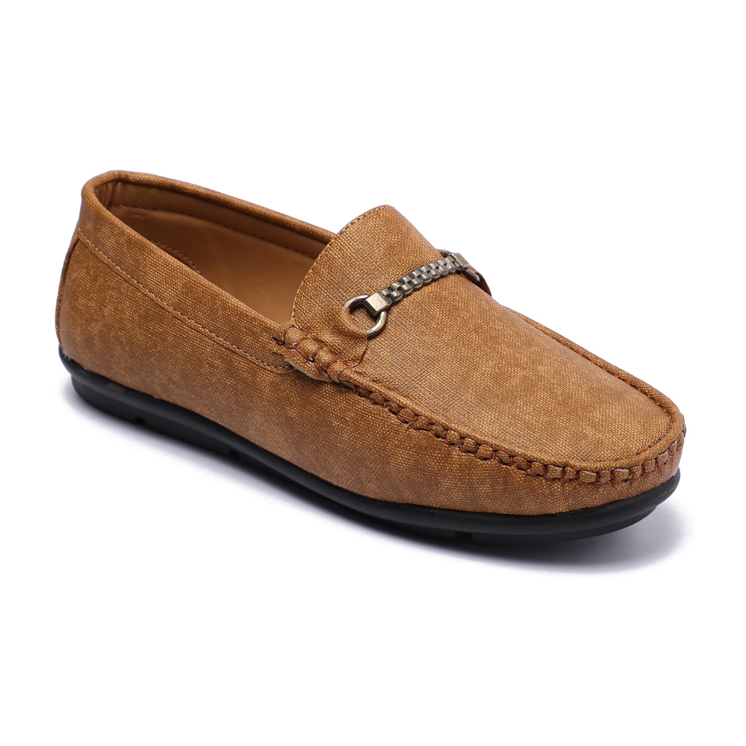 Tan Coloured Slip-ons with Metal Detailing For Boys