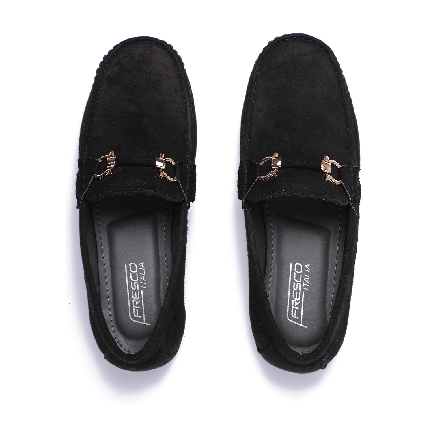 Black Slip-ons with Metal Detailing For Boys