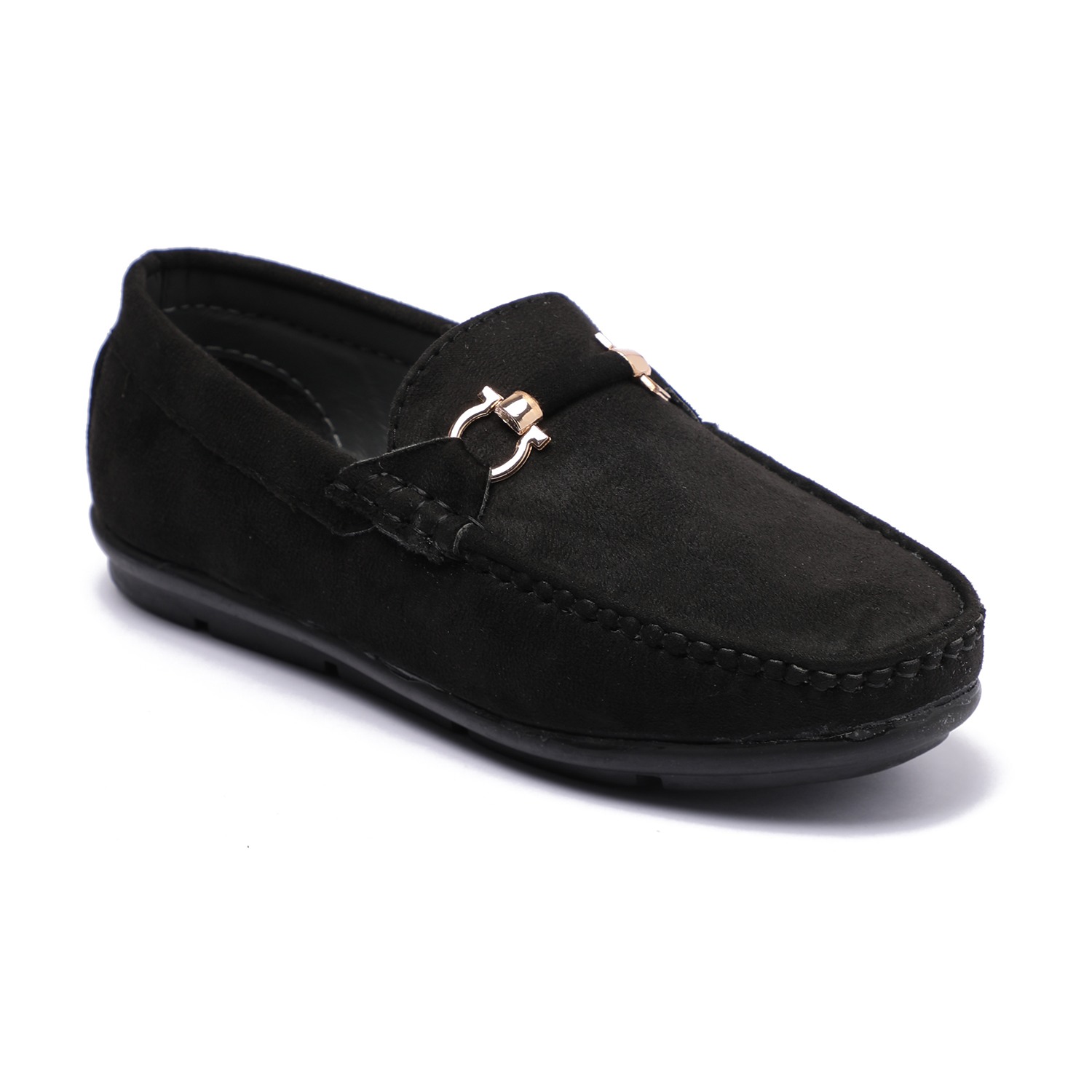 Black Slip-ons with Metal Detailing For Boys