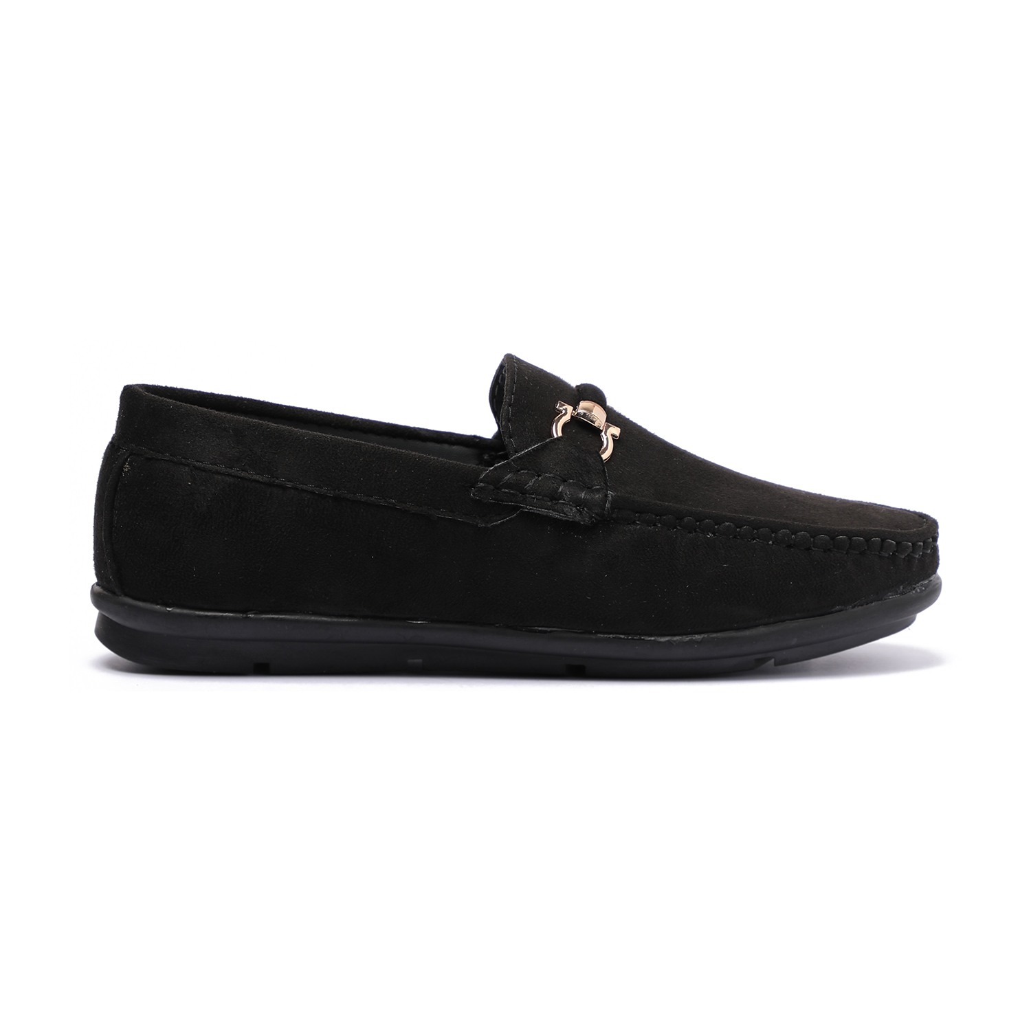 Black Slip-ons with Metal Detailing For Boys