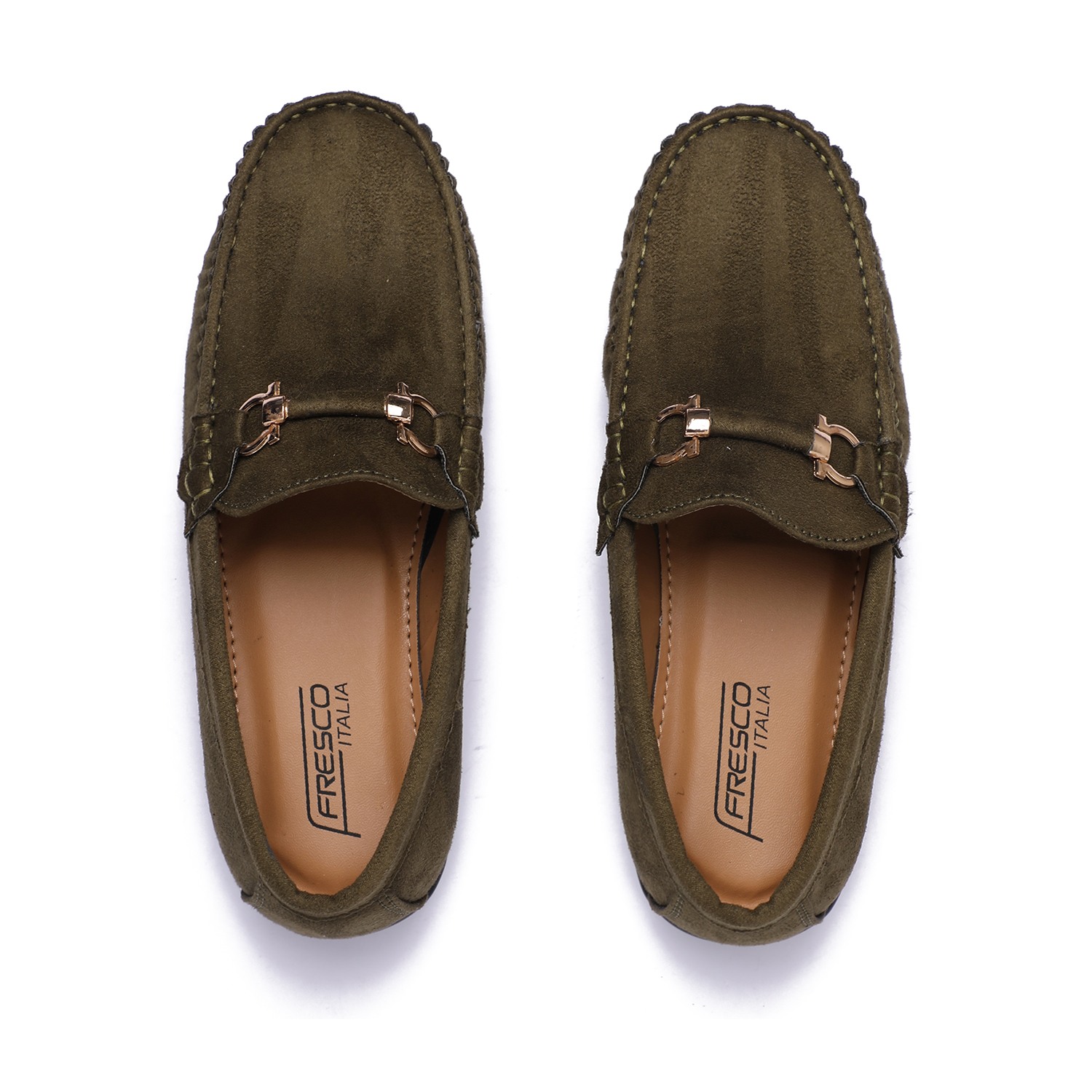 Green Slip-ons with Metal Detailing For Boys