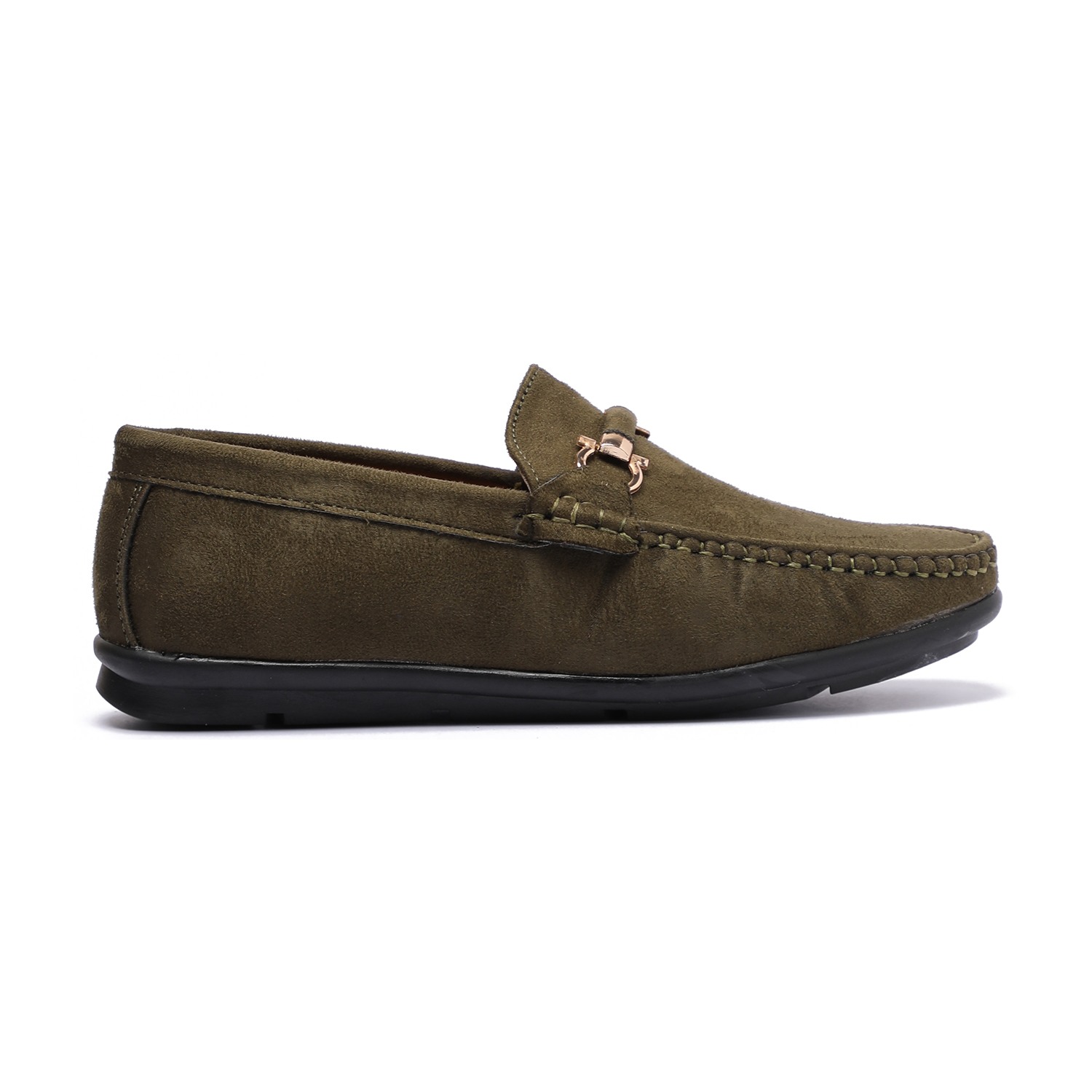 Green Slip-ons with Metal Detailing For Boys