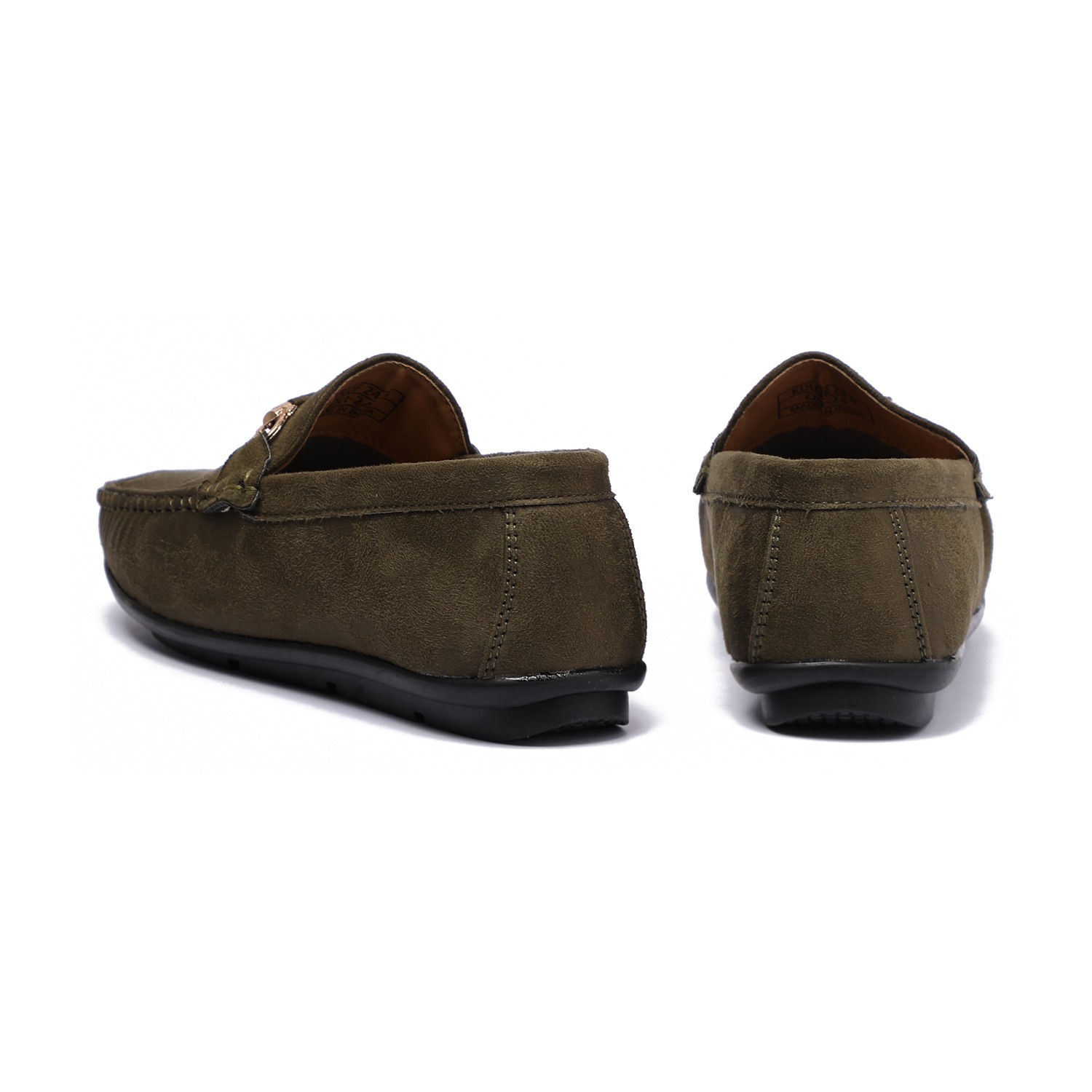 Green Slip-ons with Metal Detailing For Boys