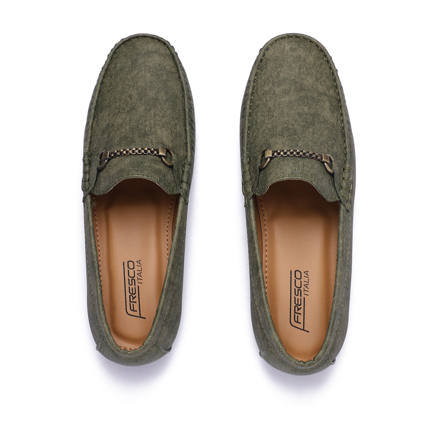 Olive Green Slip-ons with Metal Detailing For Boys