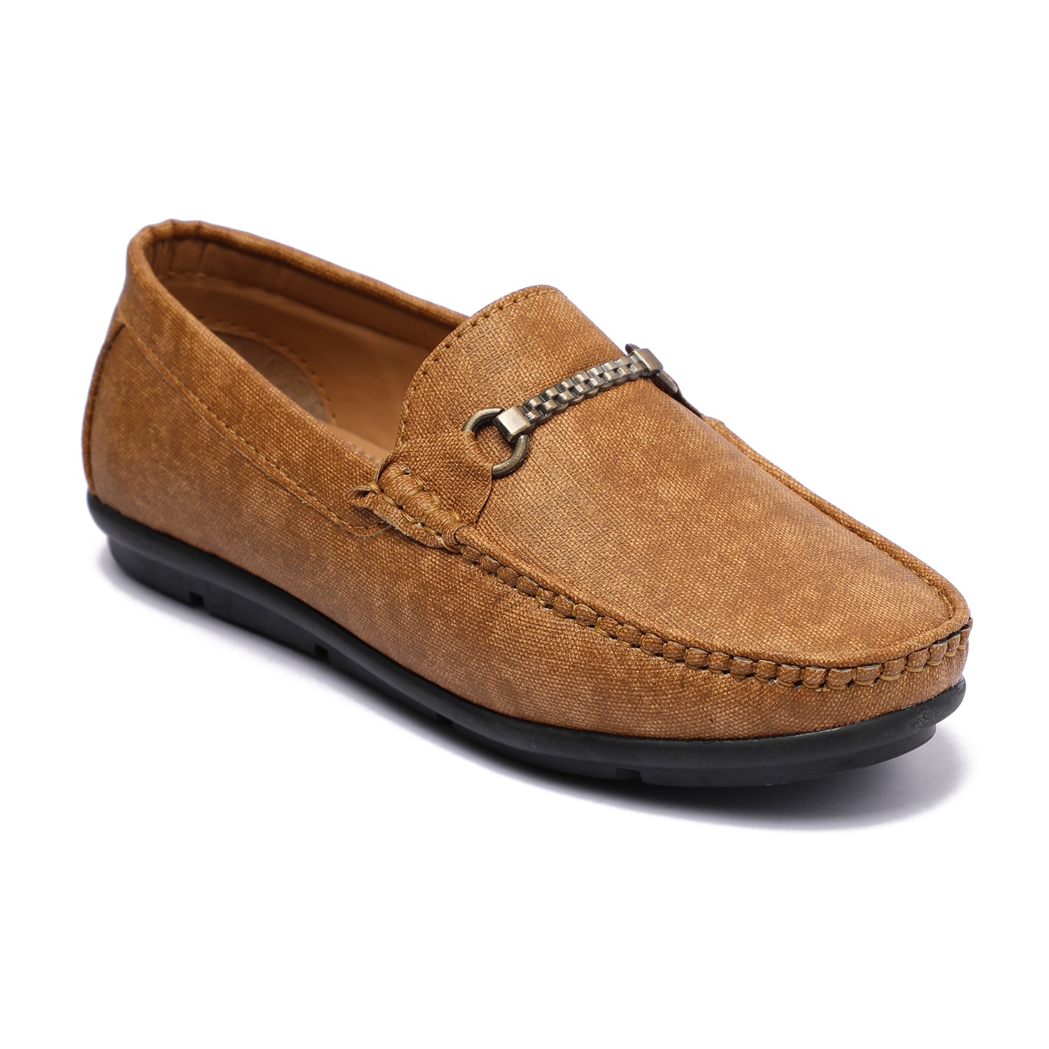 Tan Coloured Slip-ons with Metal Detailing For Boys