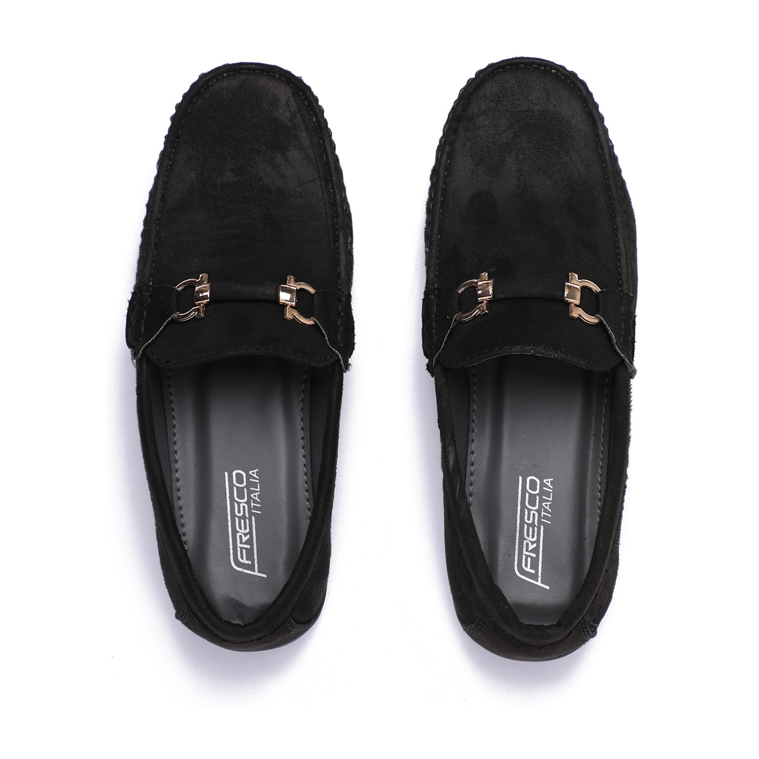 Black Slip-ons with Metal Detailing For Boys