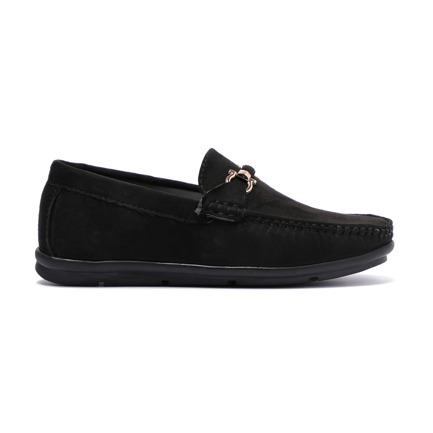 Black Slip-ons with Metal Detailing For Boys