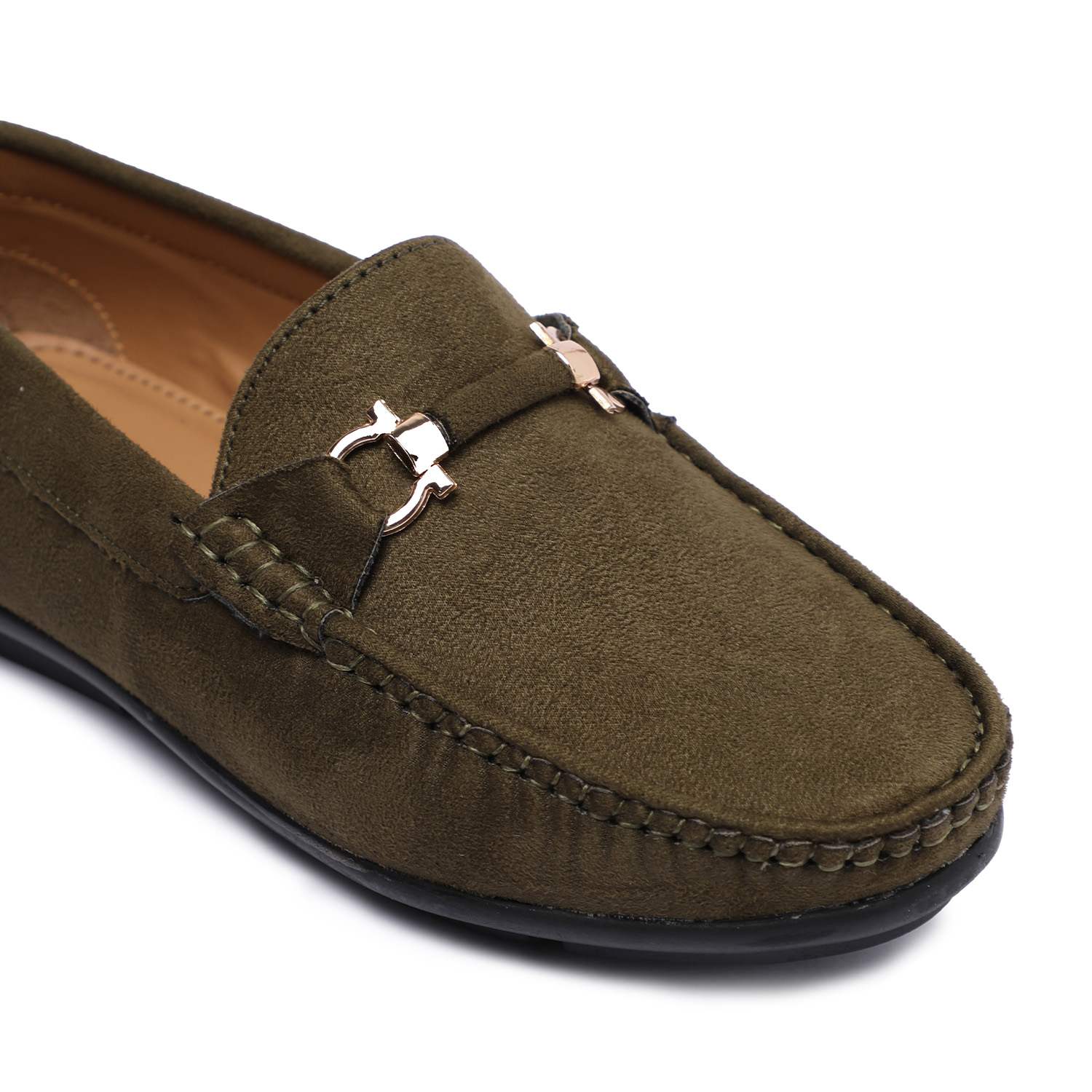 Green Slip-ons with Metal Detailing For Boys