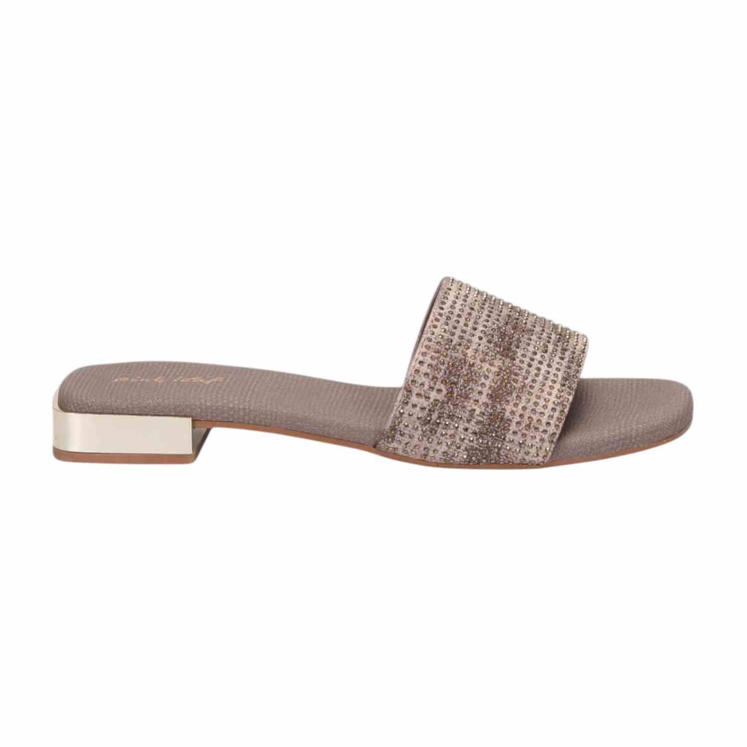 Women Beige Glitz Comfort Slides