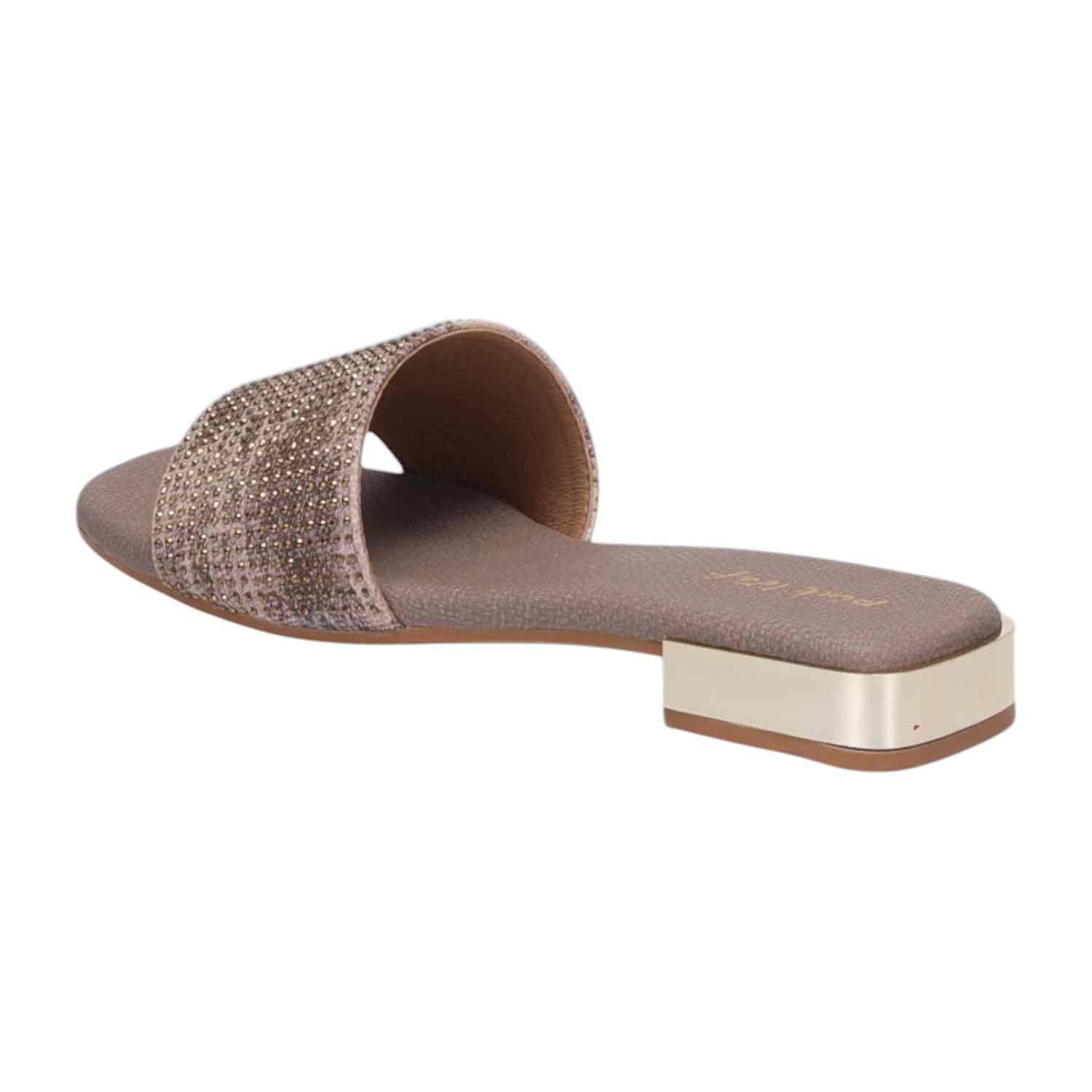 Women Beige Glitz Comfort Slides