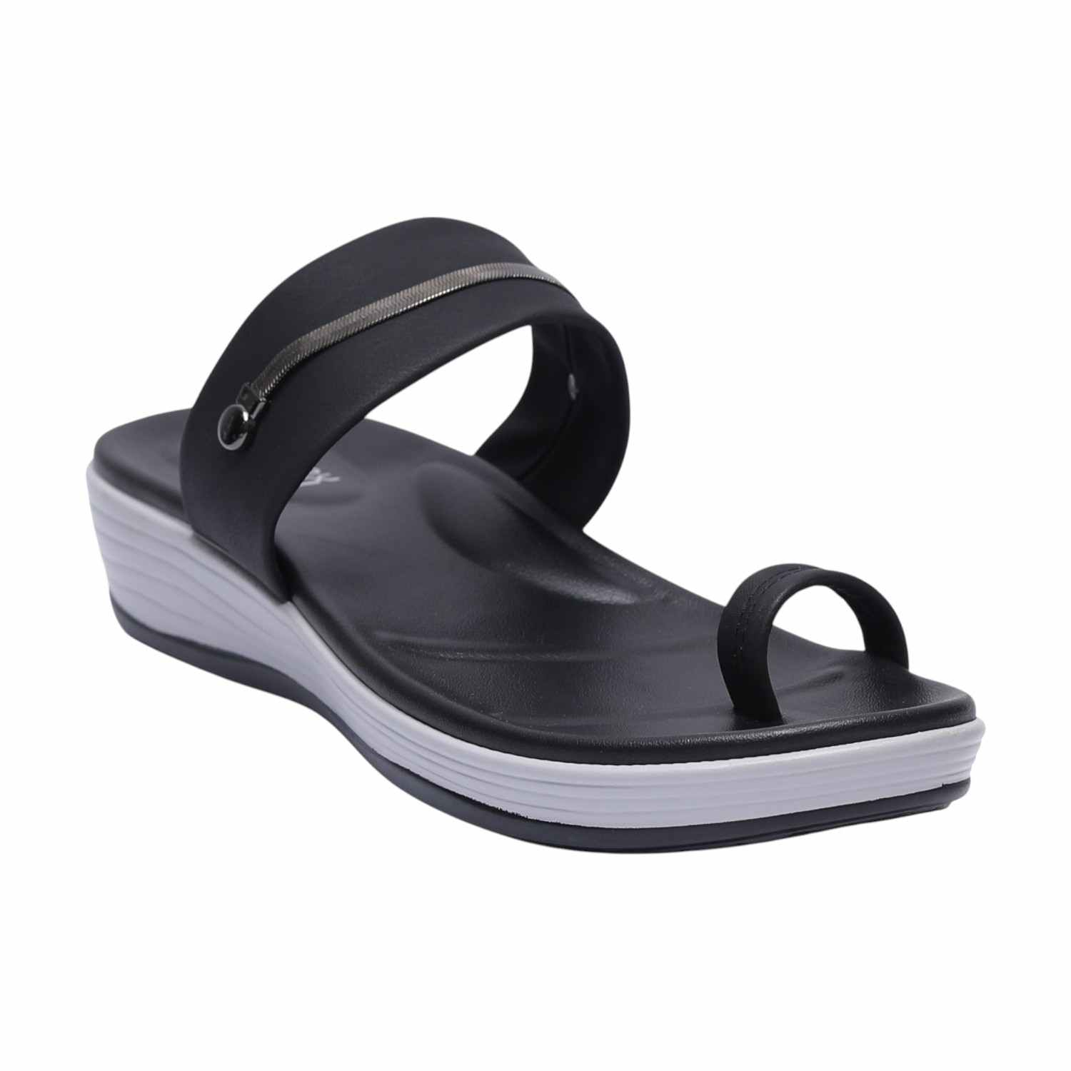 Women Black Toe-Ring Sandals
