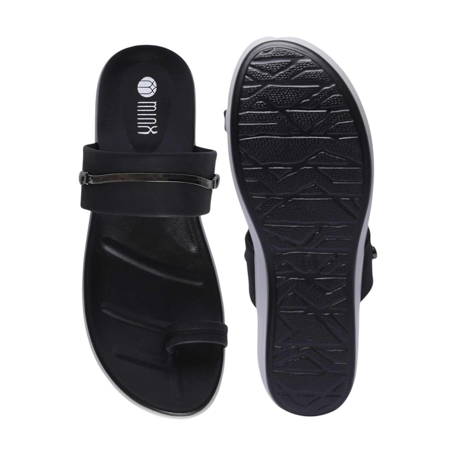 Women Black Toe-Ring Sandals