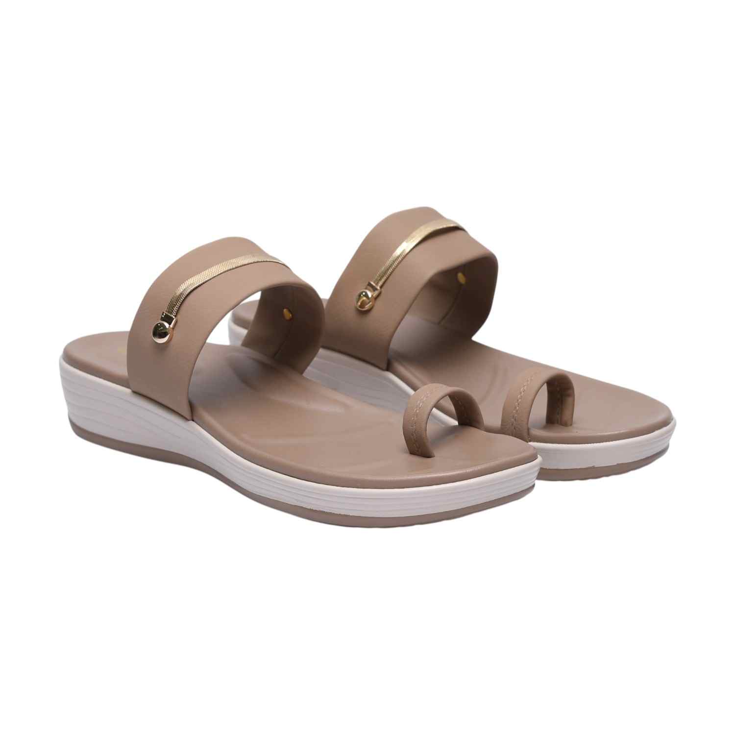 Women Beige Toe-Ring Sandals