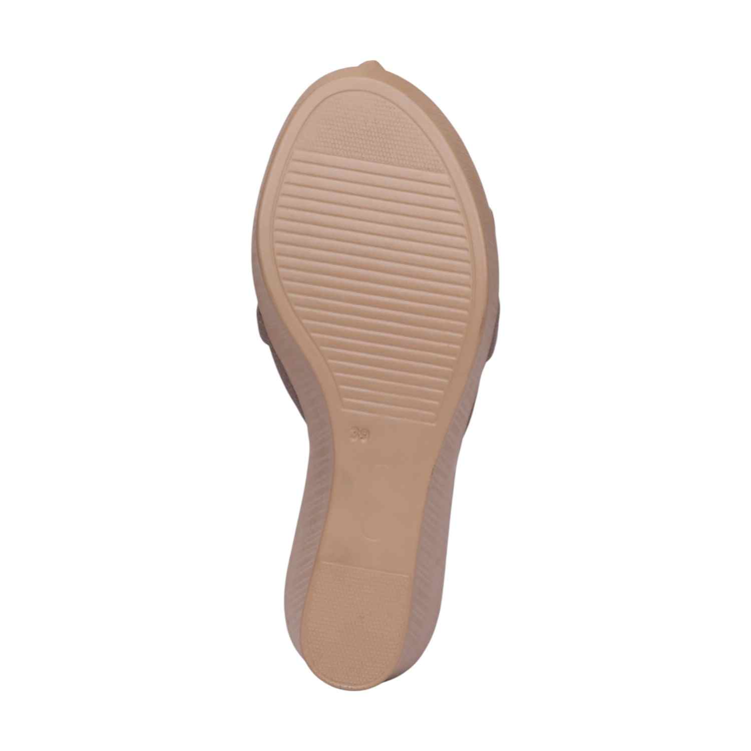 Women Brown Stylish Wedge Mules With Gold Accent