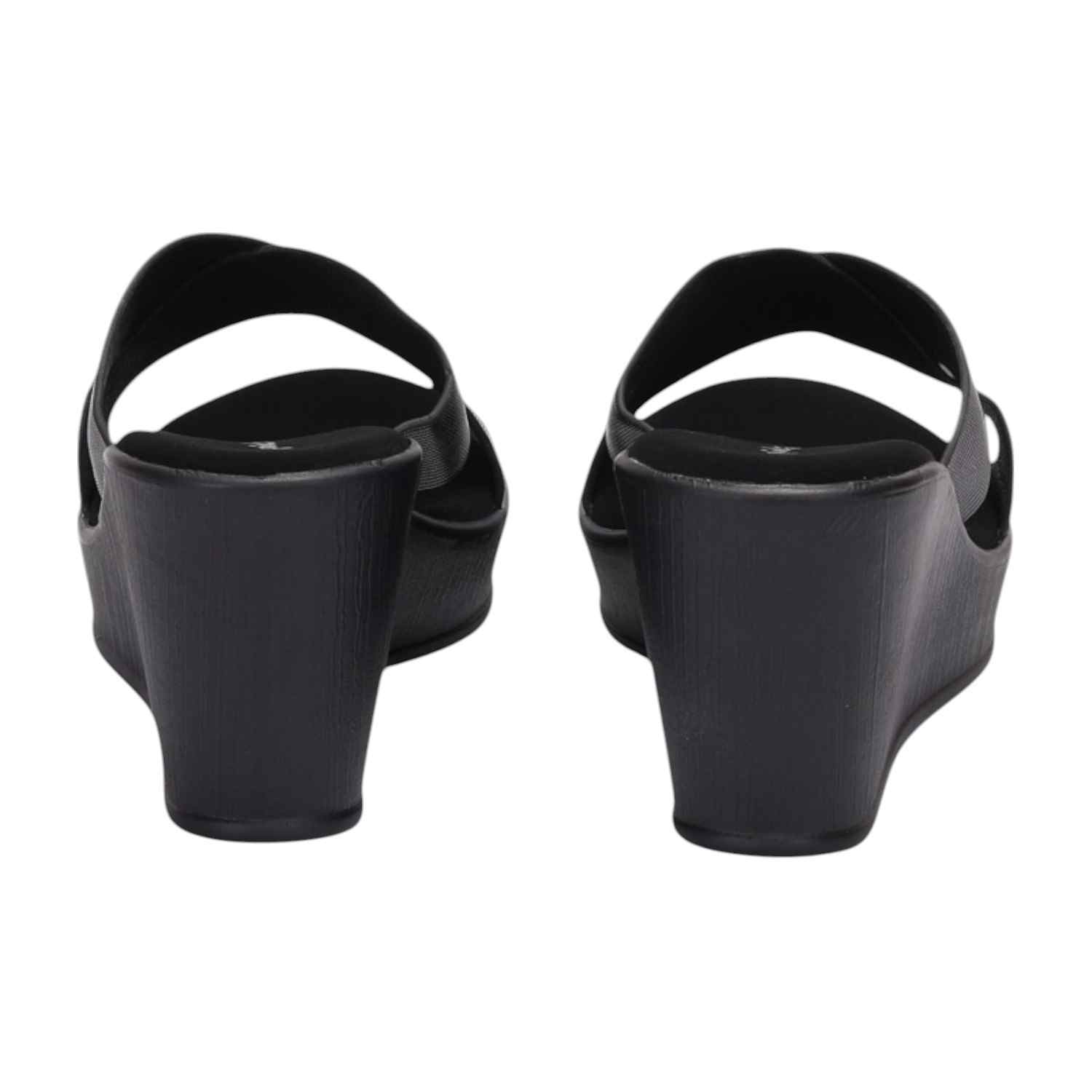 Women Black Criss-Cross Wedges