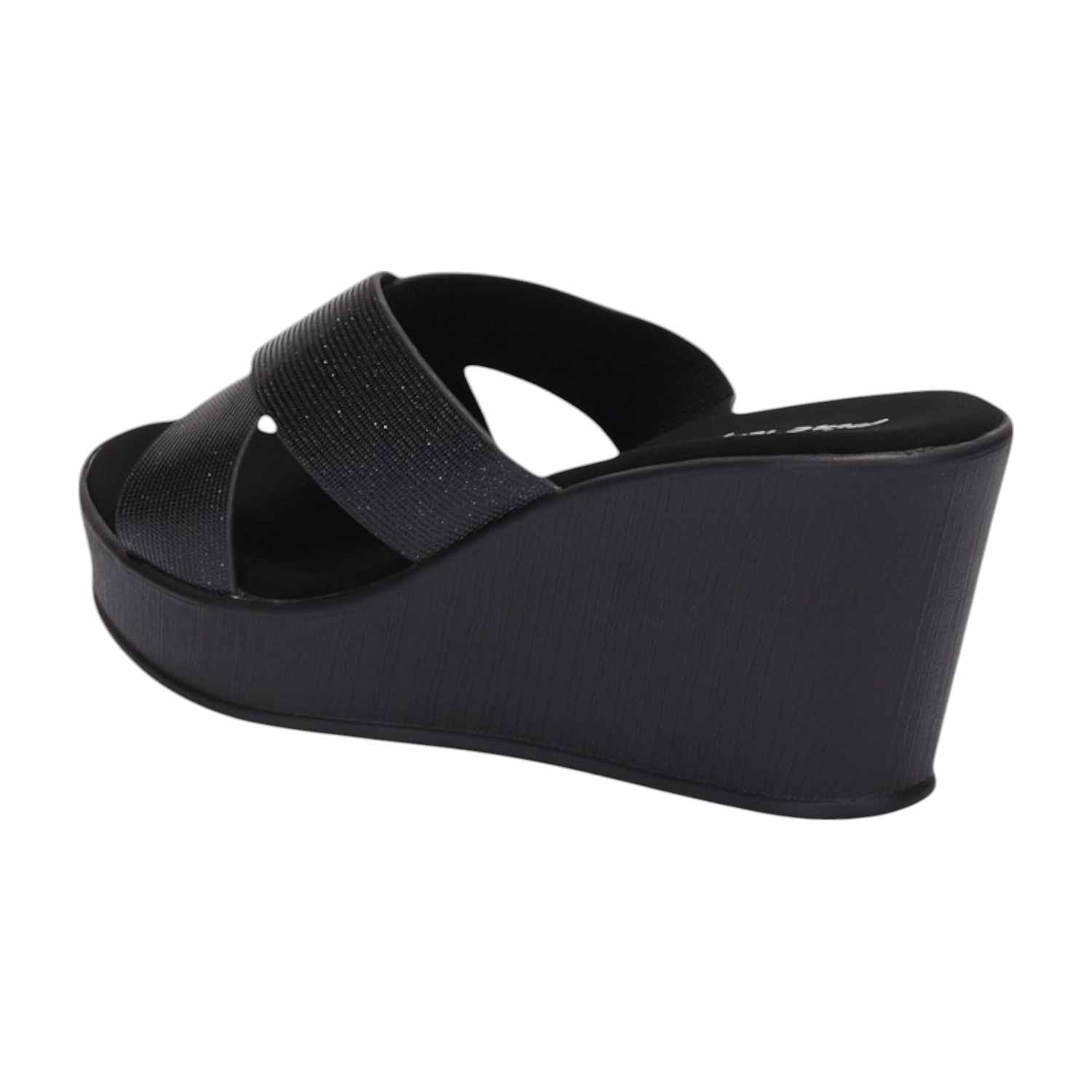 Women Black Criss-Cross Wedges