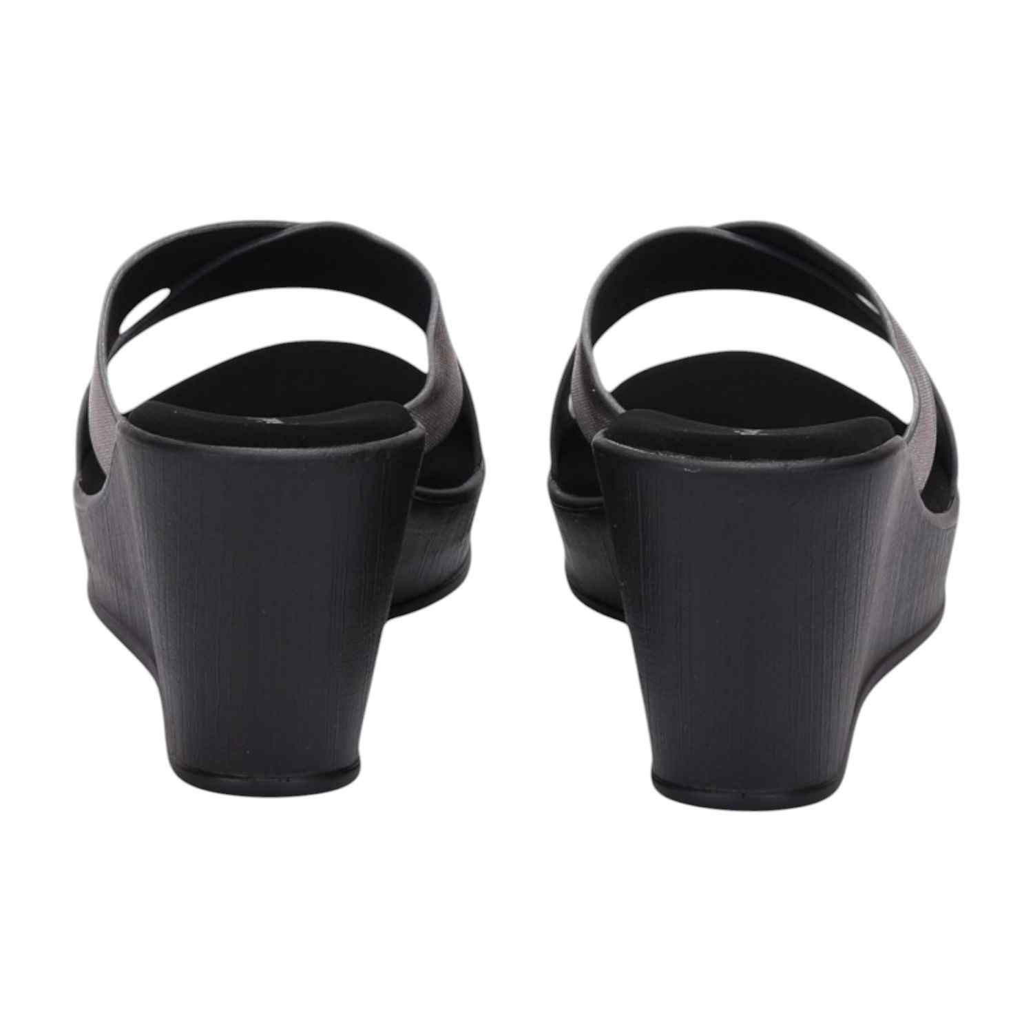 Women Gunmetal Criss-Cross Wedges