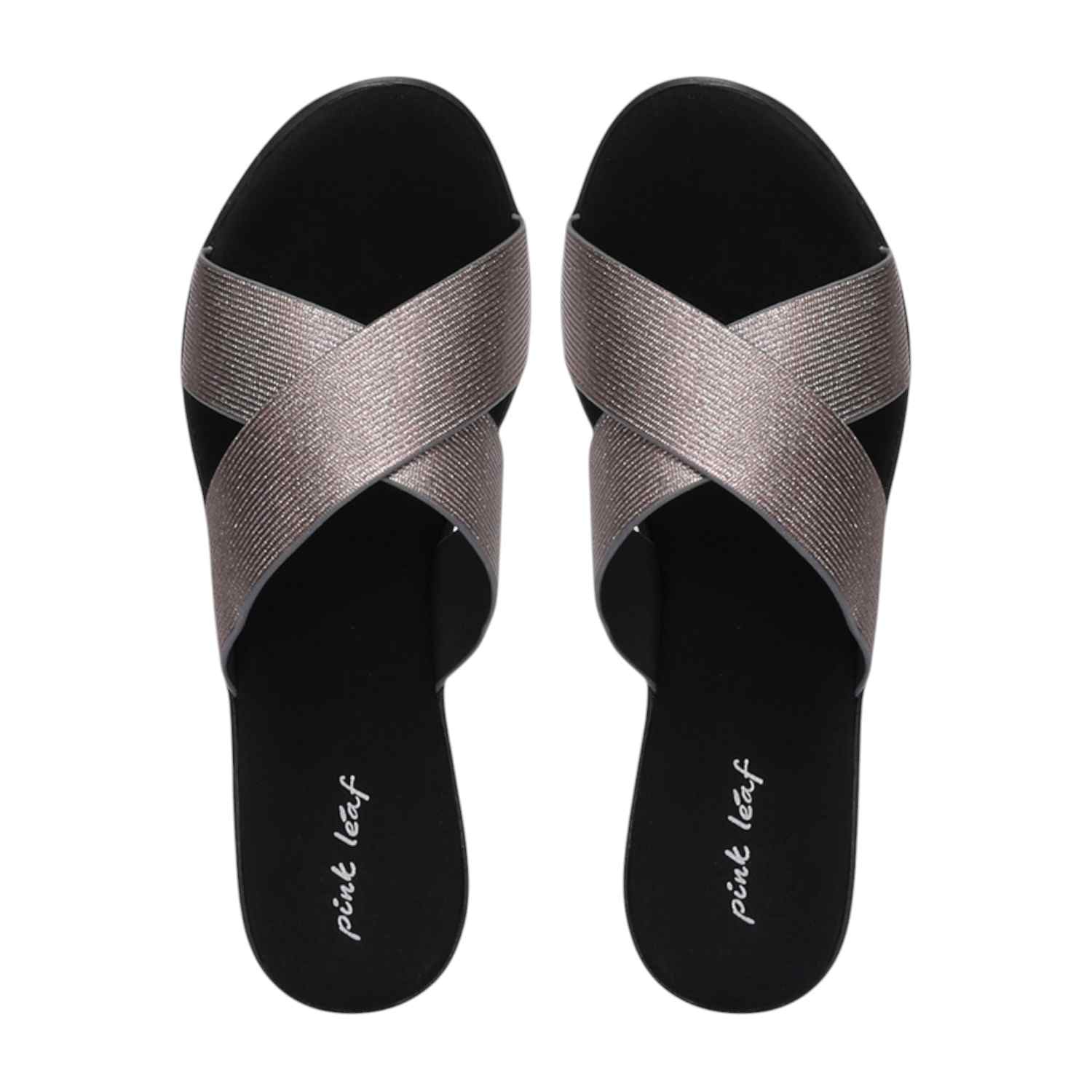 Women Gunmetal Criss-Cross Wedges