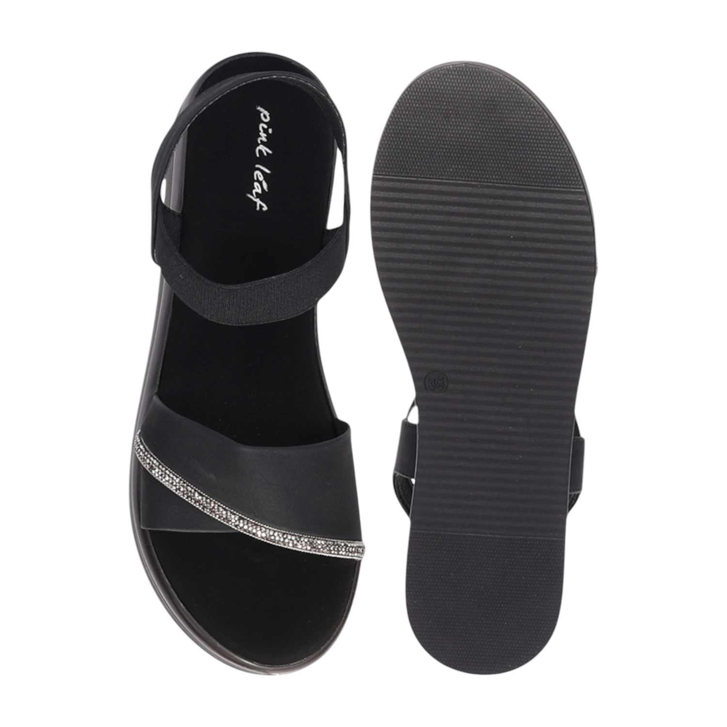 Women GlowCurve Black Wedge Sandals