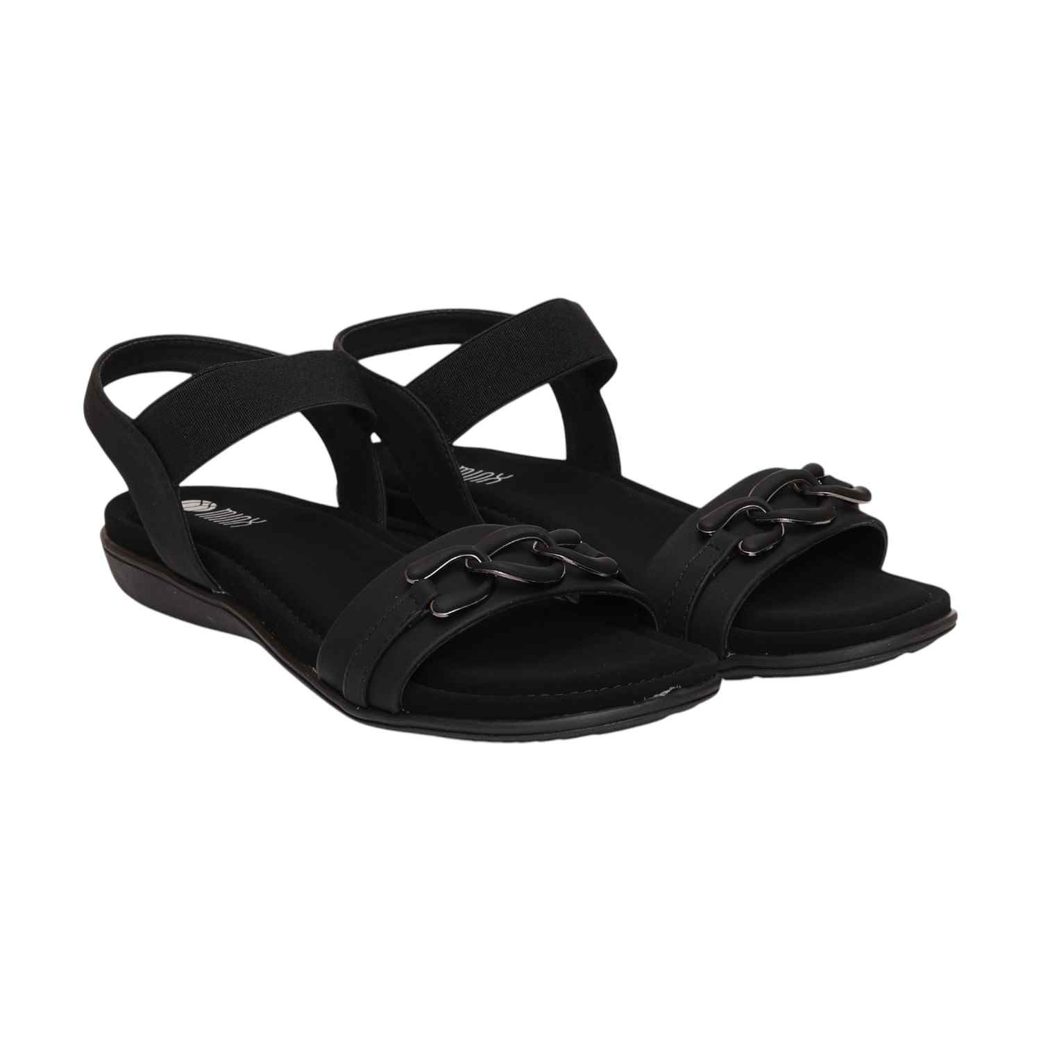 Women Black Sandals Casual Flat
