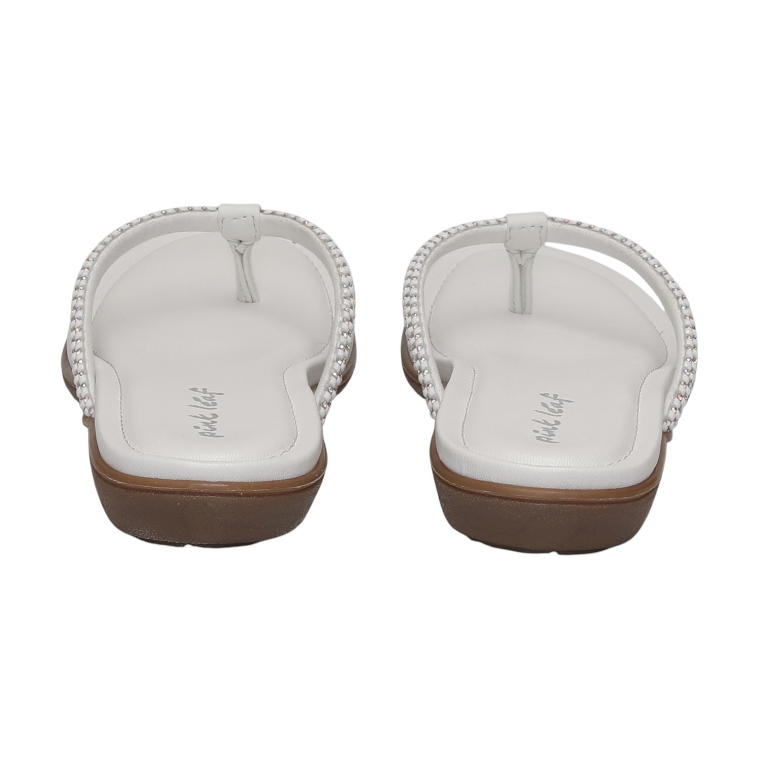 Women White Embellished Flip-Flops Fashion Flat