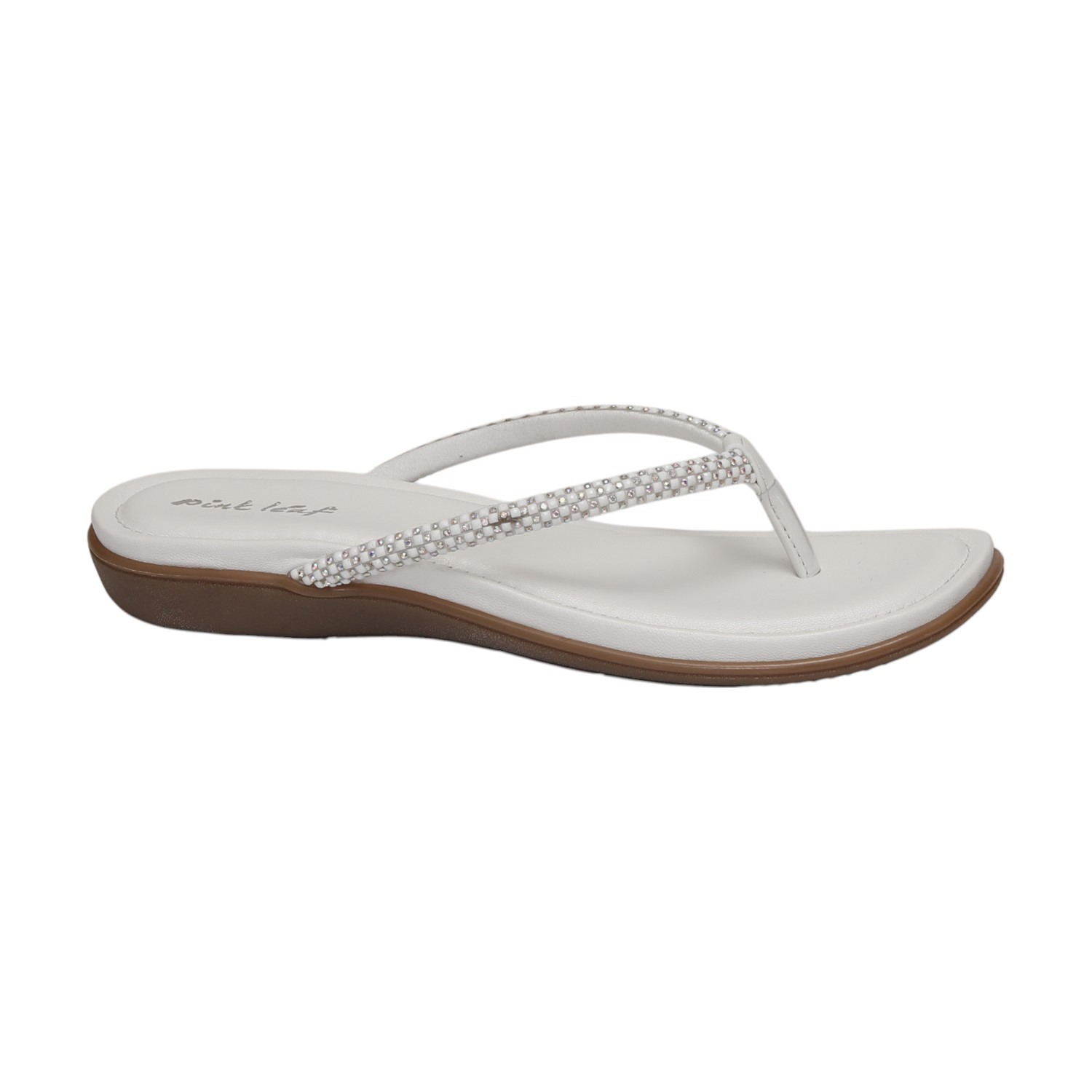 Women White Embellished Flip-Flops Fashion Flat