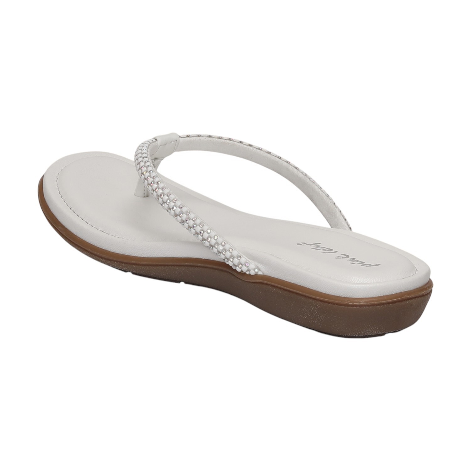 Women White Embellished Flip-Flops Fashion Flat