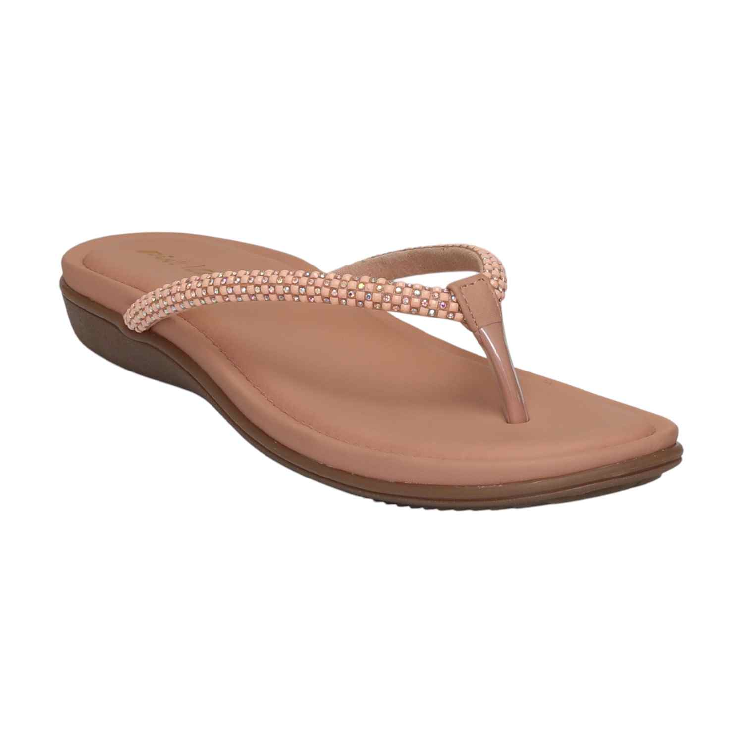 Women Peach Embellished Flip-Flops Fashion Flat