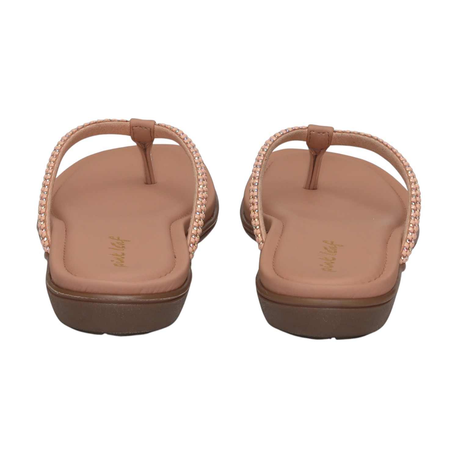 Women Peach Embellished Flip-Flops Fashion Flat