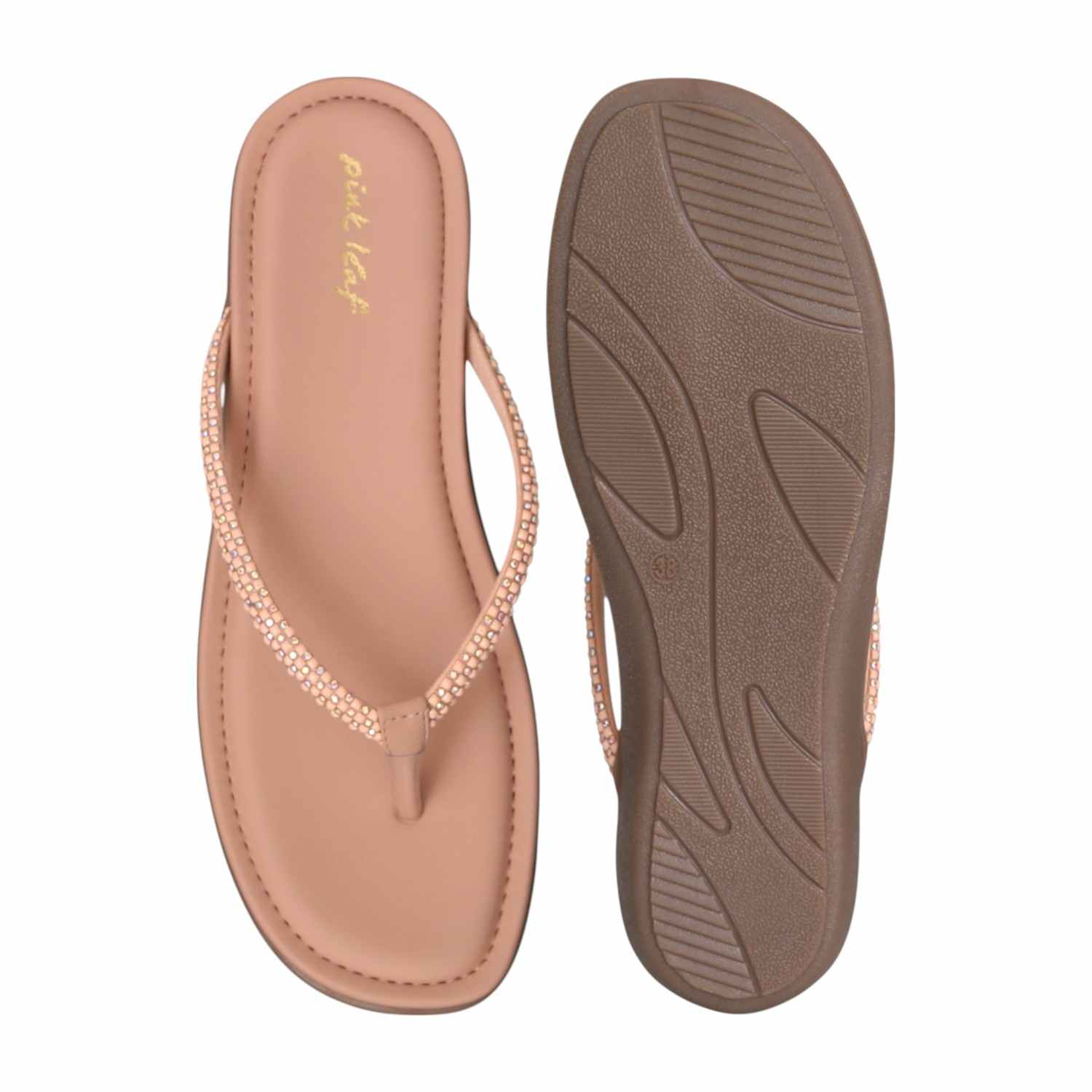 Women Peach Blossom Embellished Flats