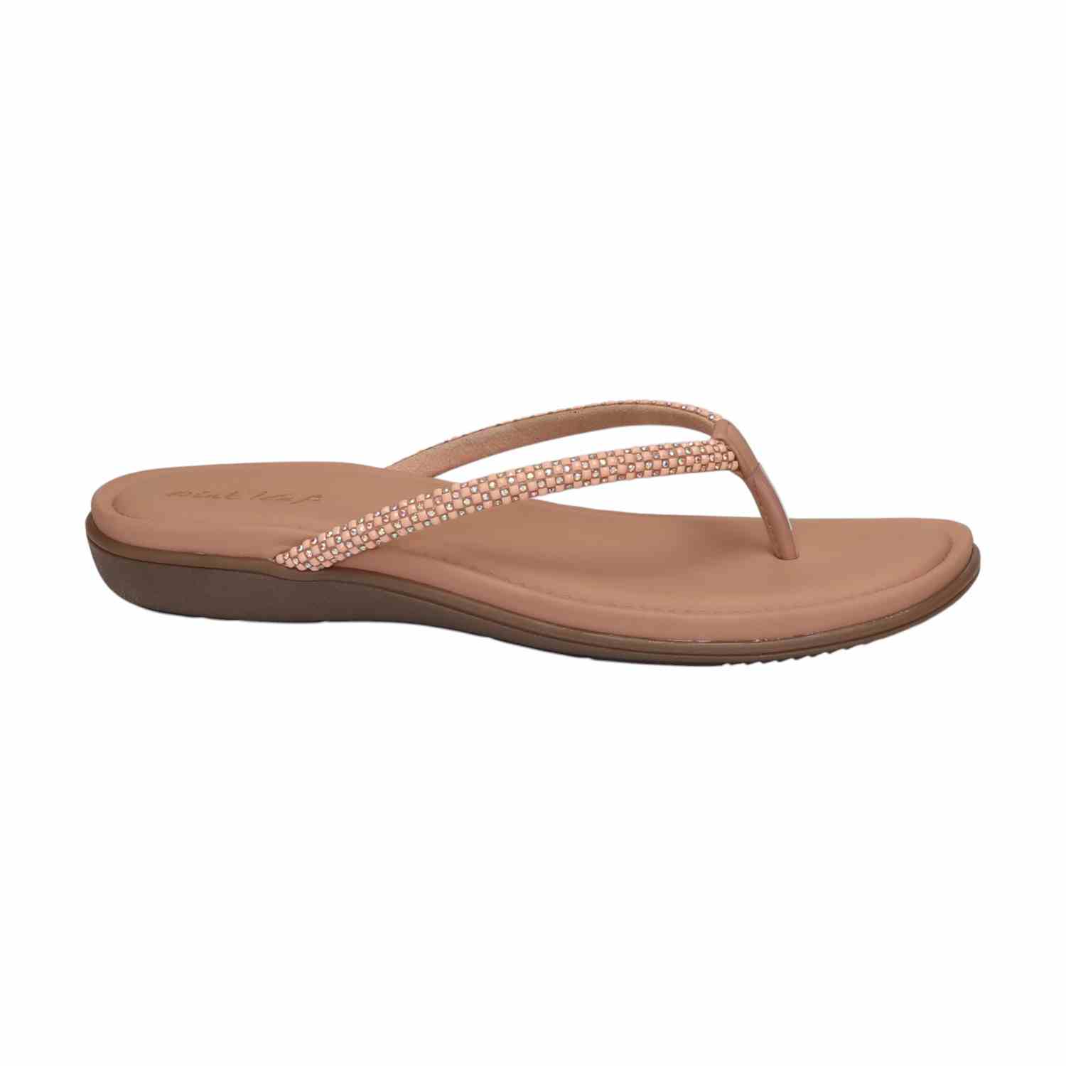 Women Peach Embellished Flip-Flops Fashion Flat