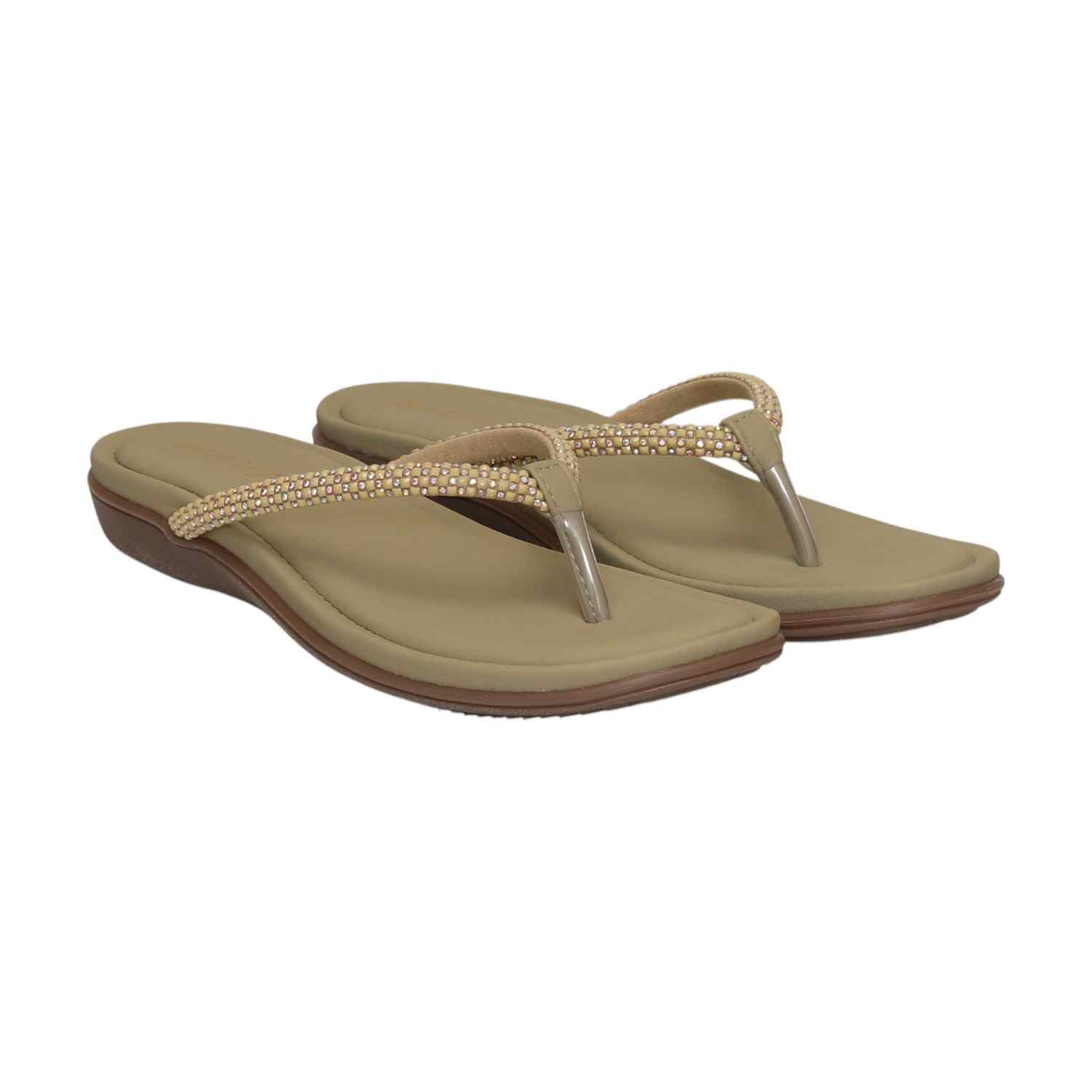 Women Green Embellished Flip-Flops Fashion Flat
