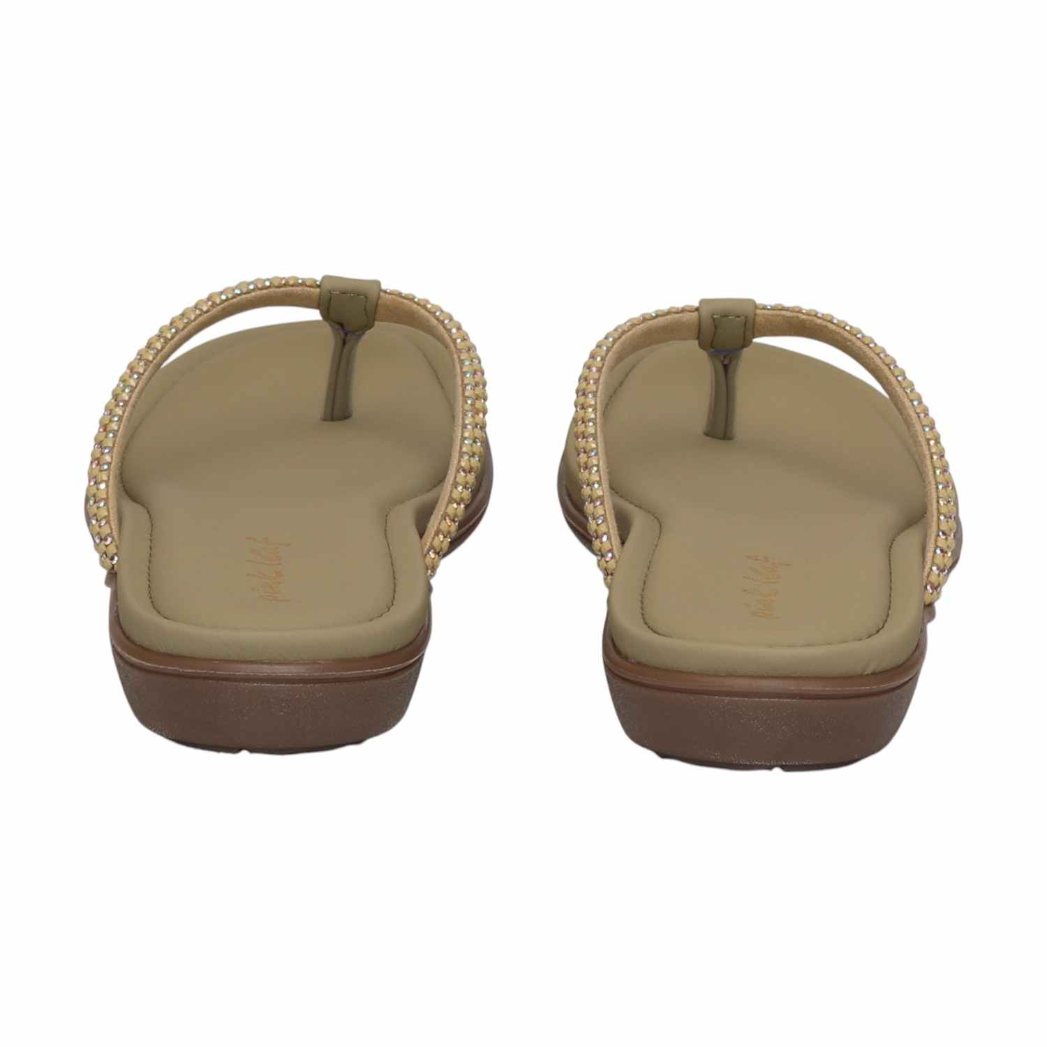 Women Green Embellished Flip-Flops Fashion Flat