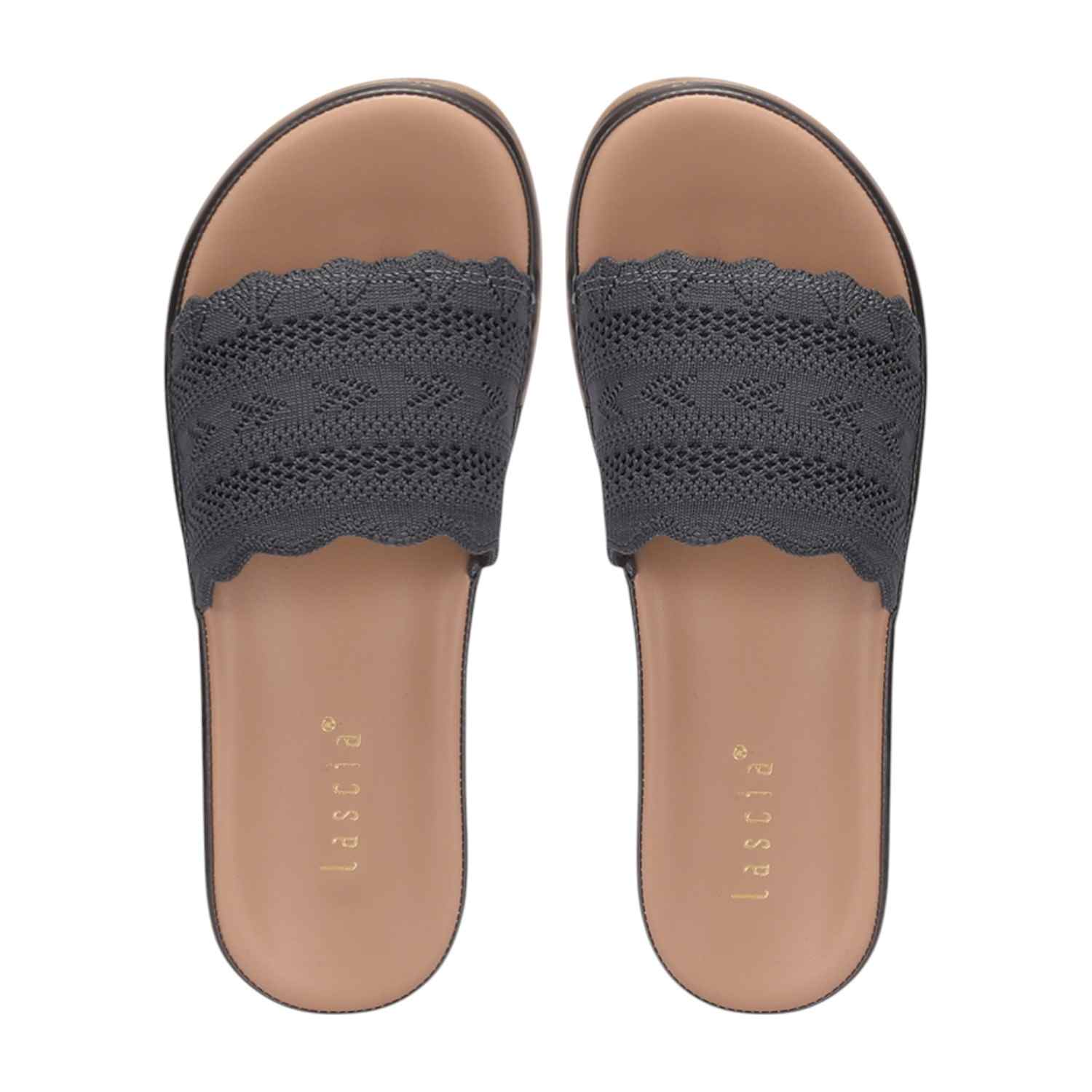 Women Grey Casual Flat Slider