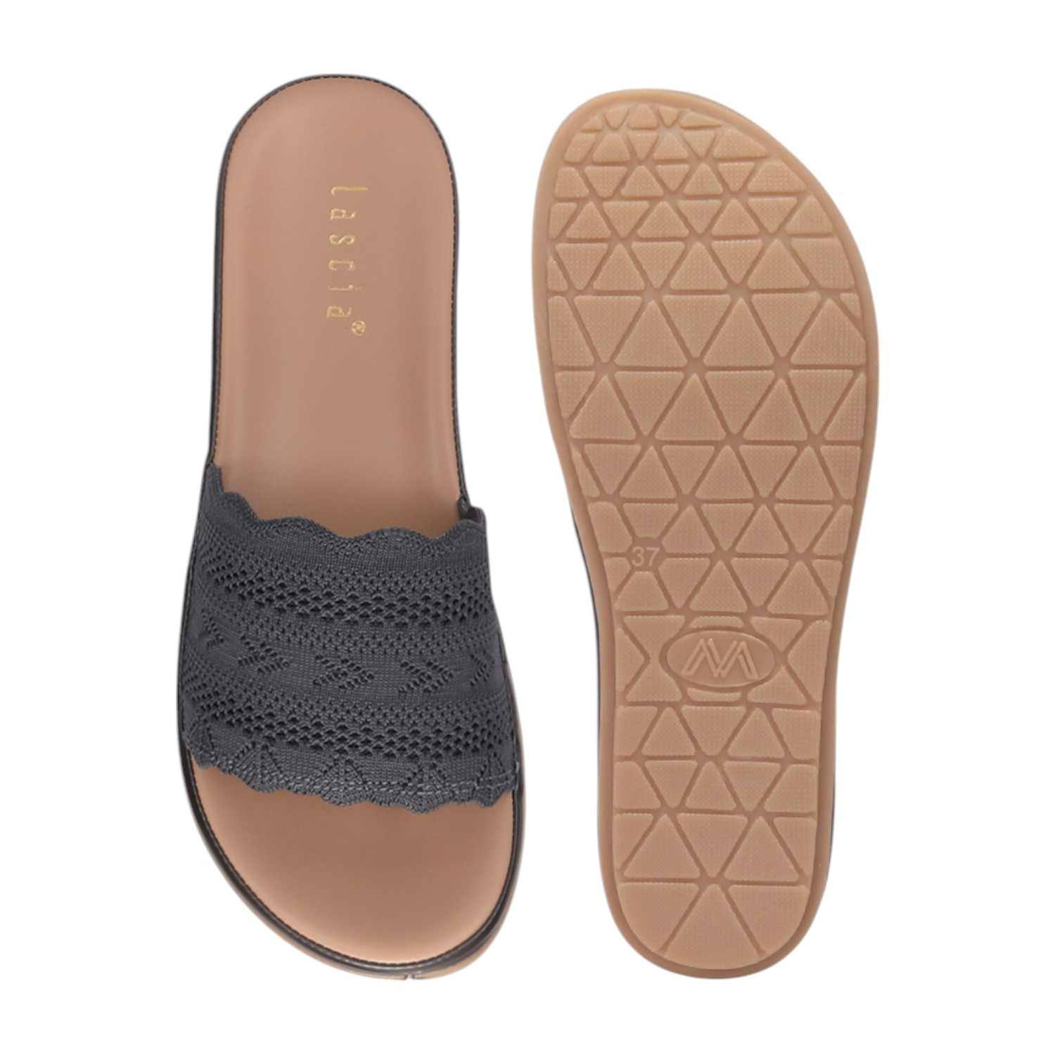 Women Grey Casual Flat Slider