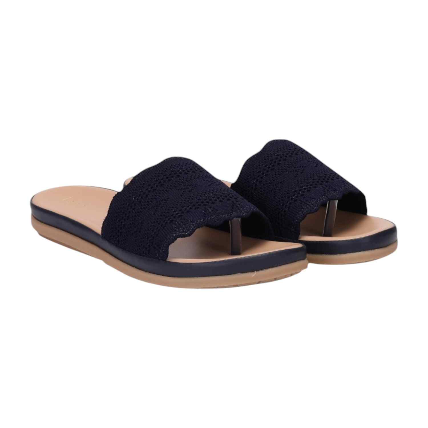 Women Navy Casual Flat Slider