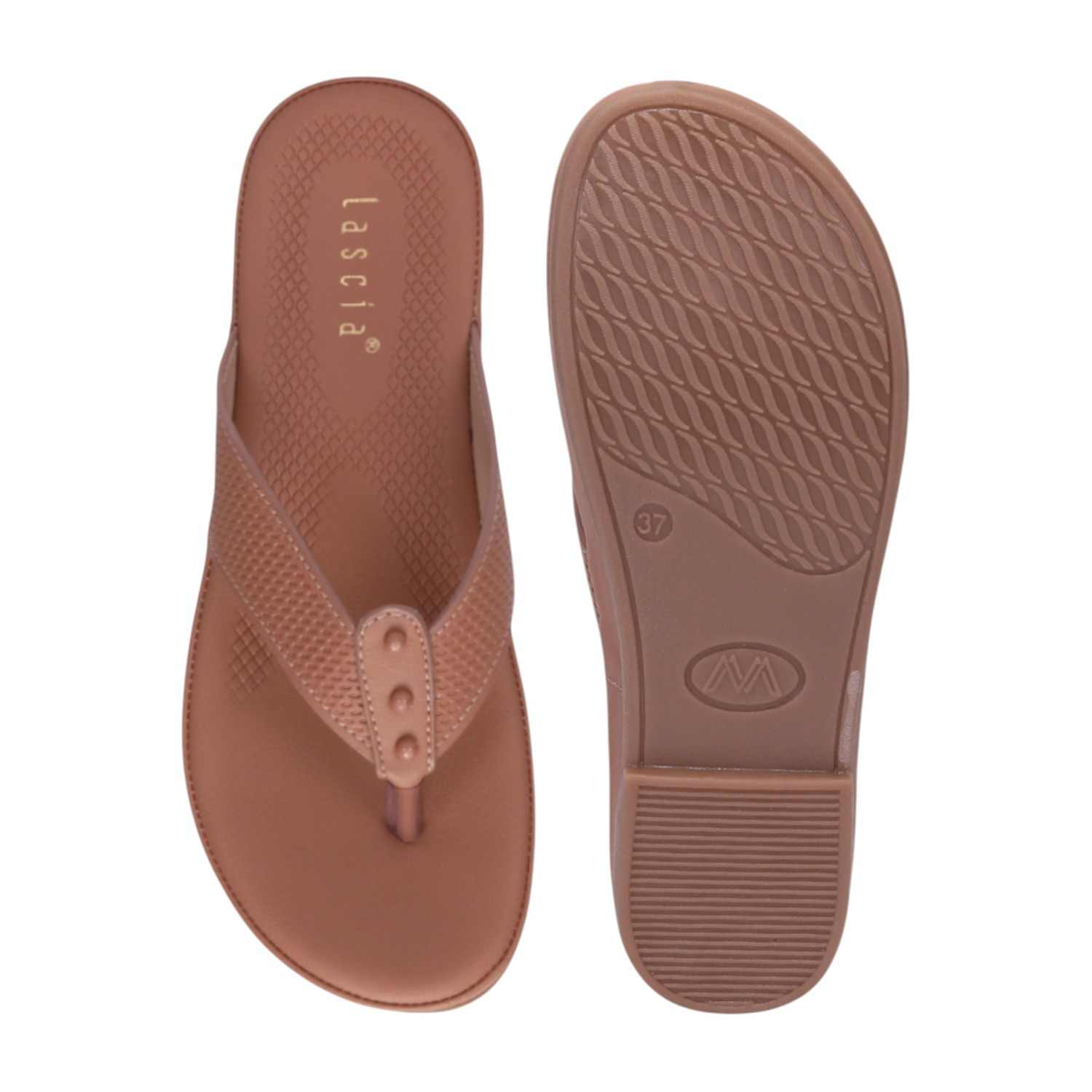 Women Peach Casual Flat Thongs