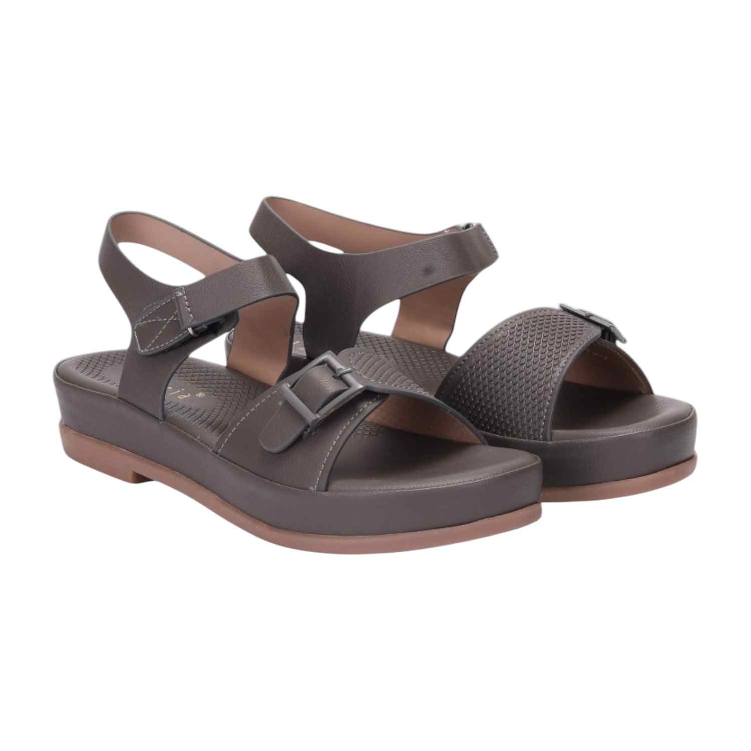 Women Grey Casual Flat Sandals