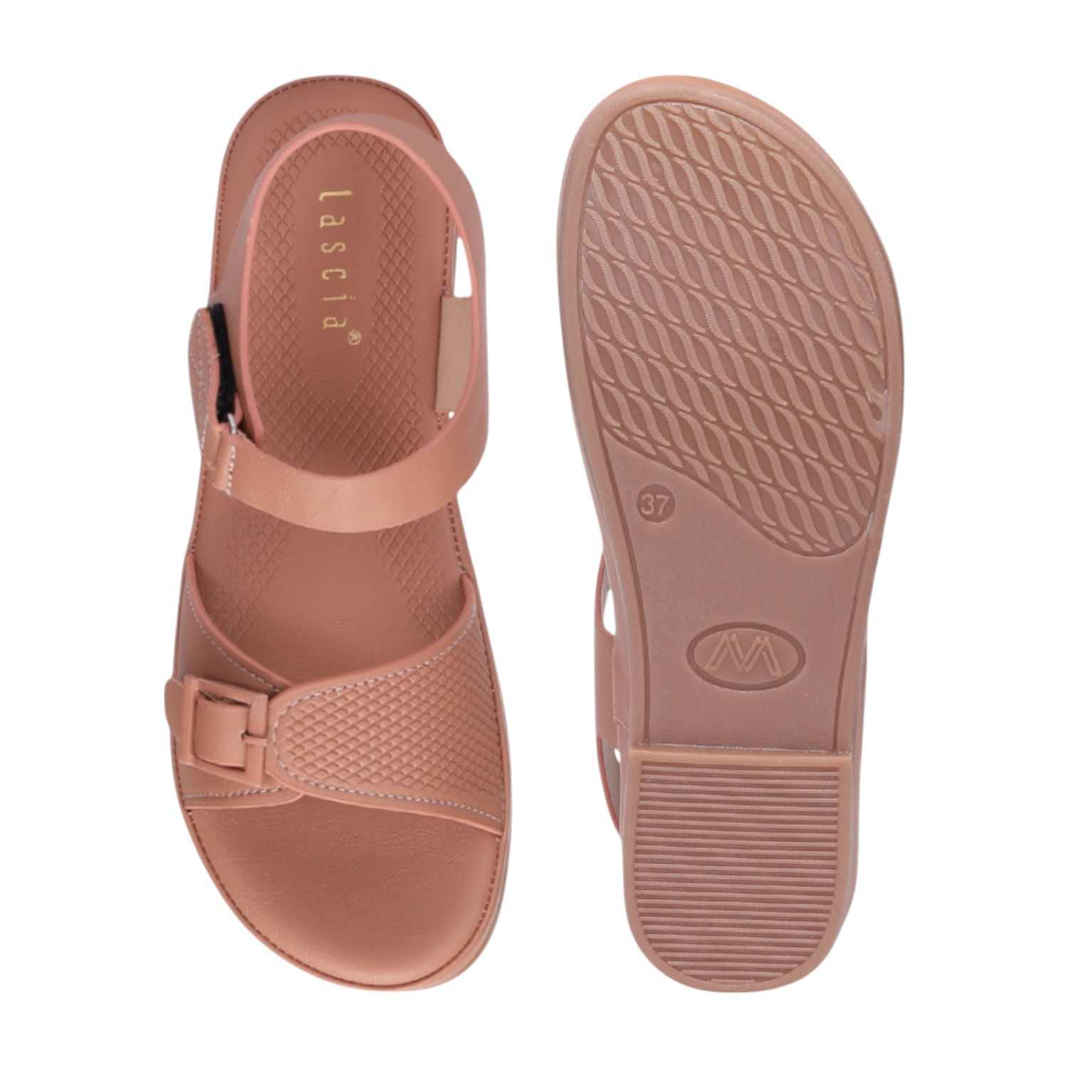 Women Peach Casual Flat Sandals